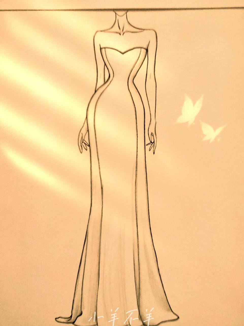 美女黑白简笔画#绘画教程78(附过程) 婚纱礼服手绘简笔画74绘画过程