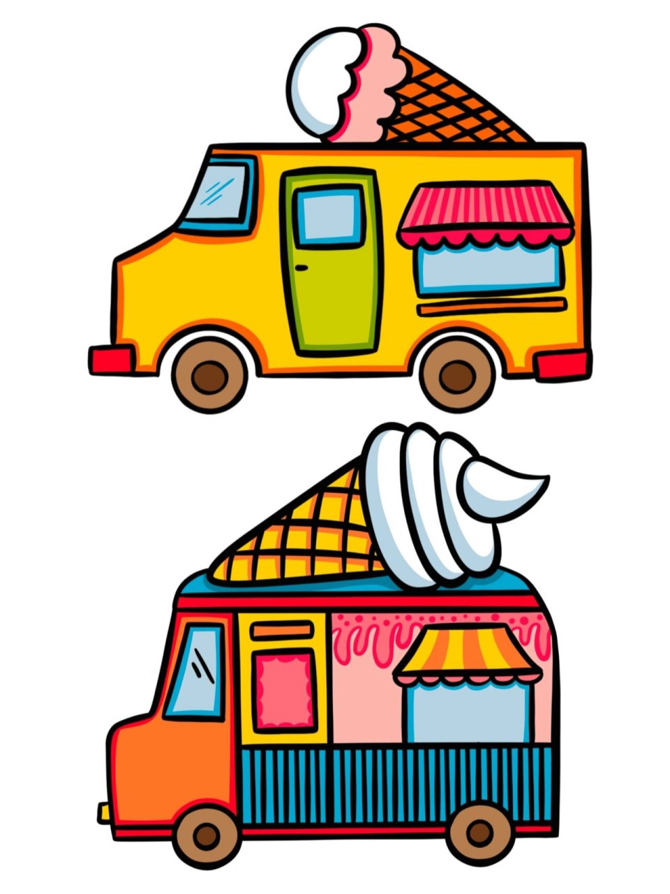 【简笔画】 分享一张冰淇淋汽车简笔画 .