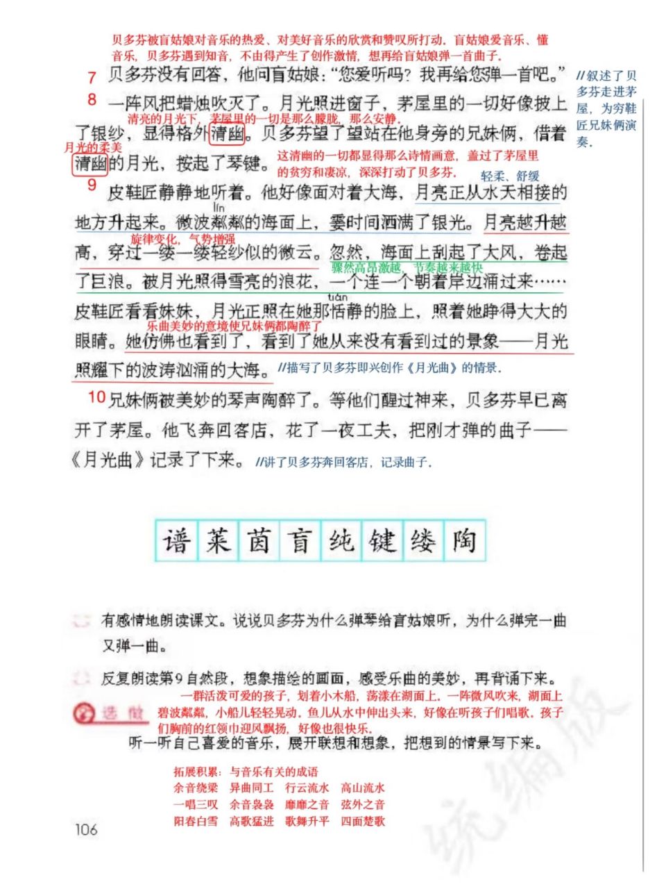 部编版六上23《月光曲》课堂笔记