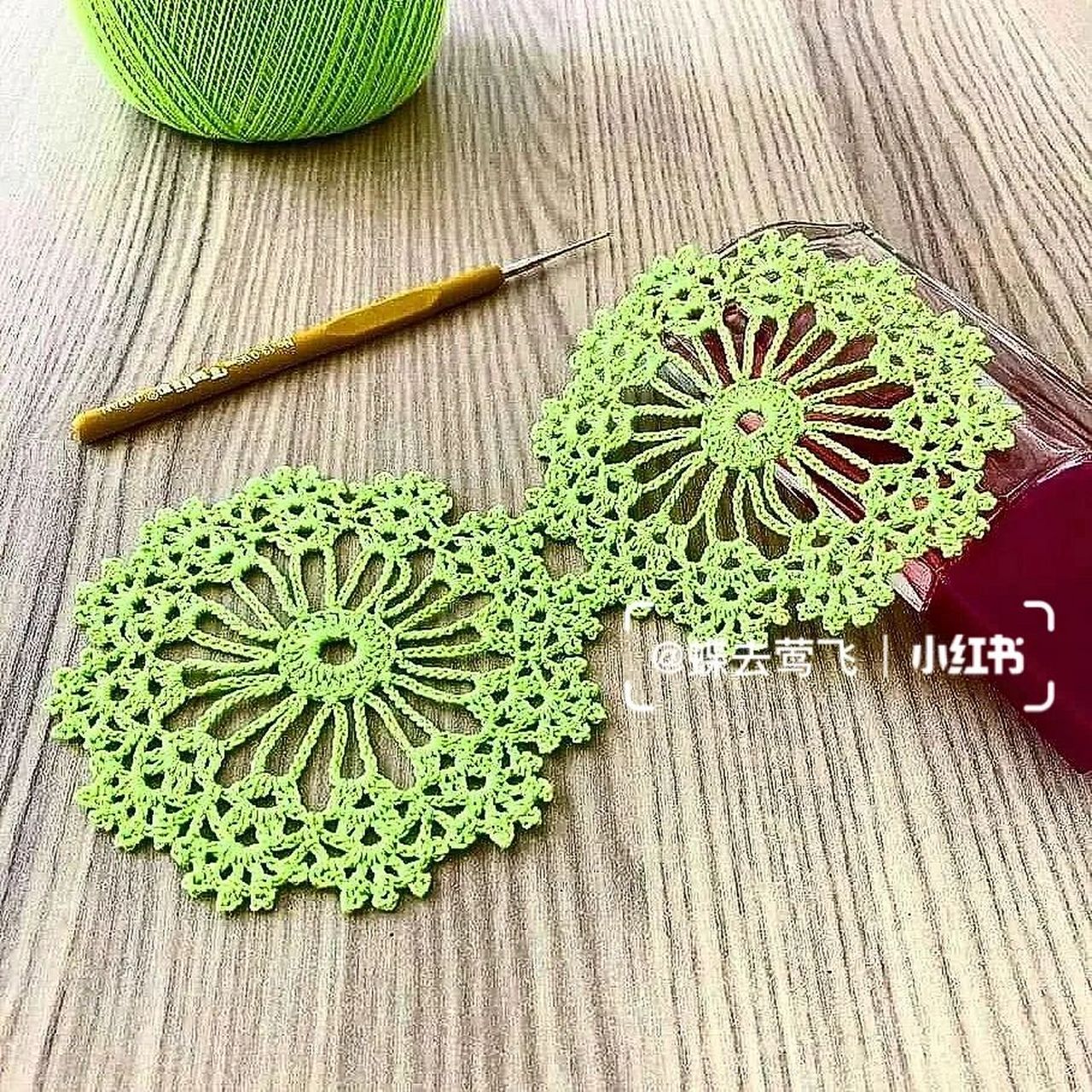 【图解】钩针手工编织 蕾丝餐巾桌布花片图案 #编织# #手工编织