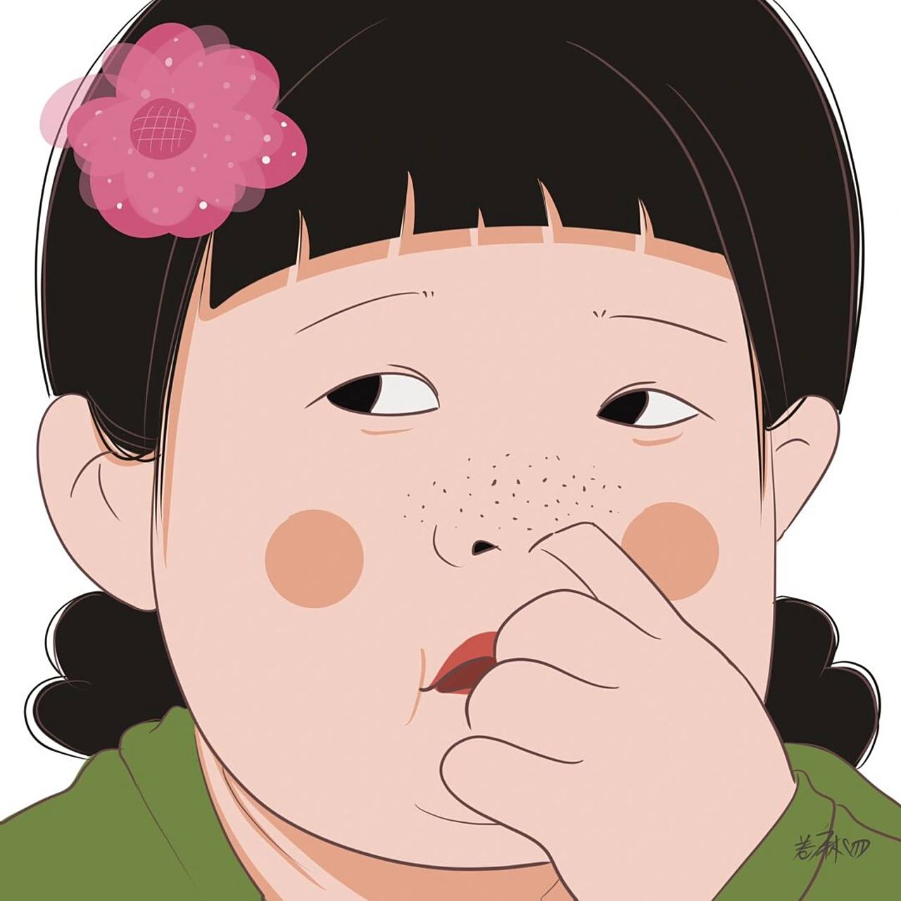 插画 | 头像 | 挖鼻孔的胖女孩 图片92二改92商用92去签名 搬运