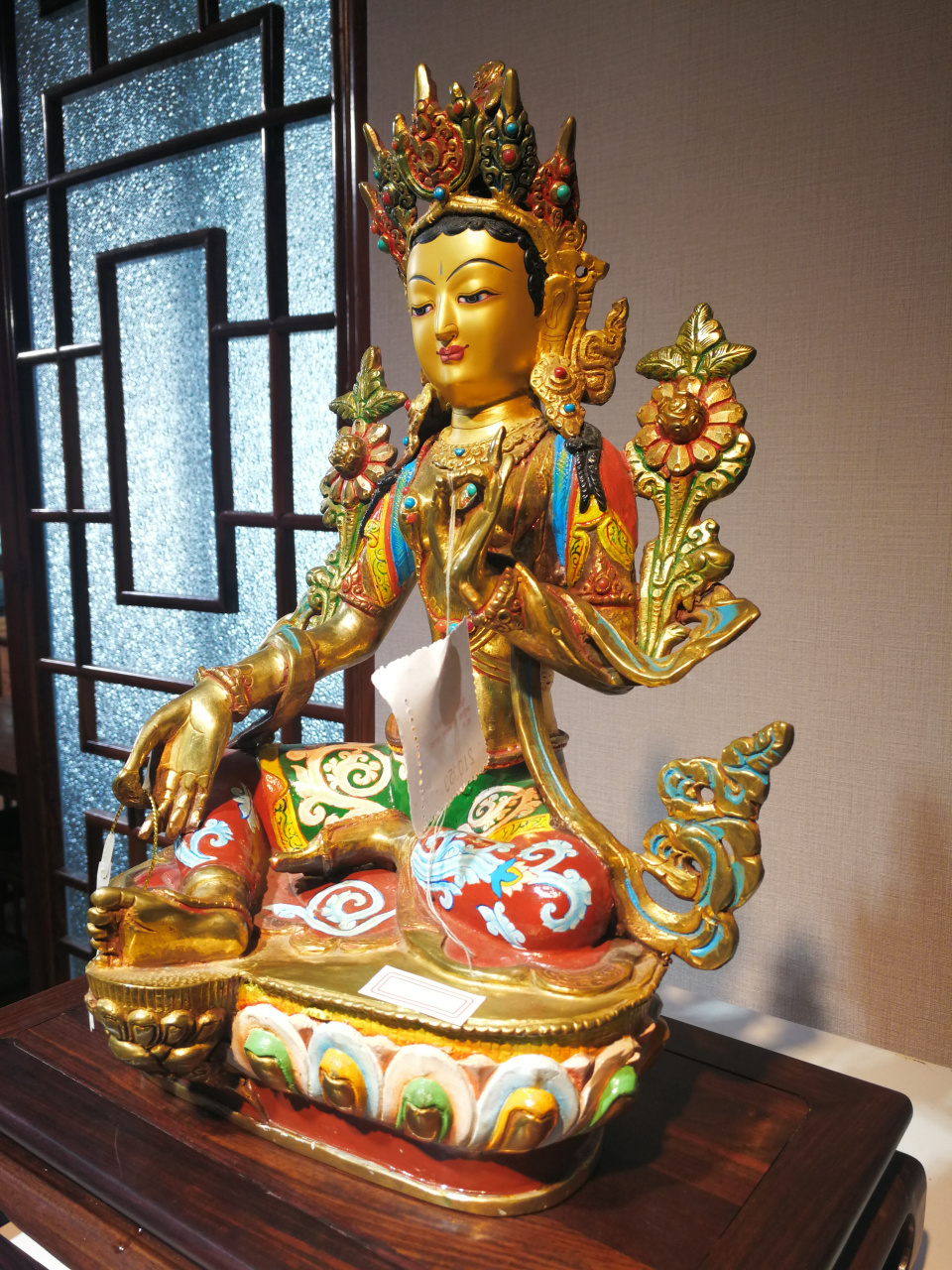 [音乐][音乐]尼泊尔鎏金佛像95 彩绘工艺 [鲜花][鲜花]绿度母  33