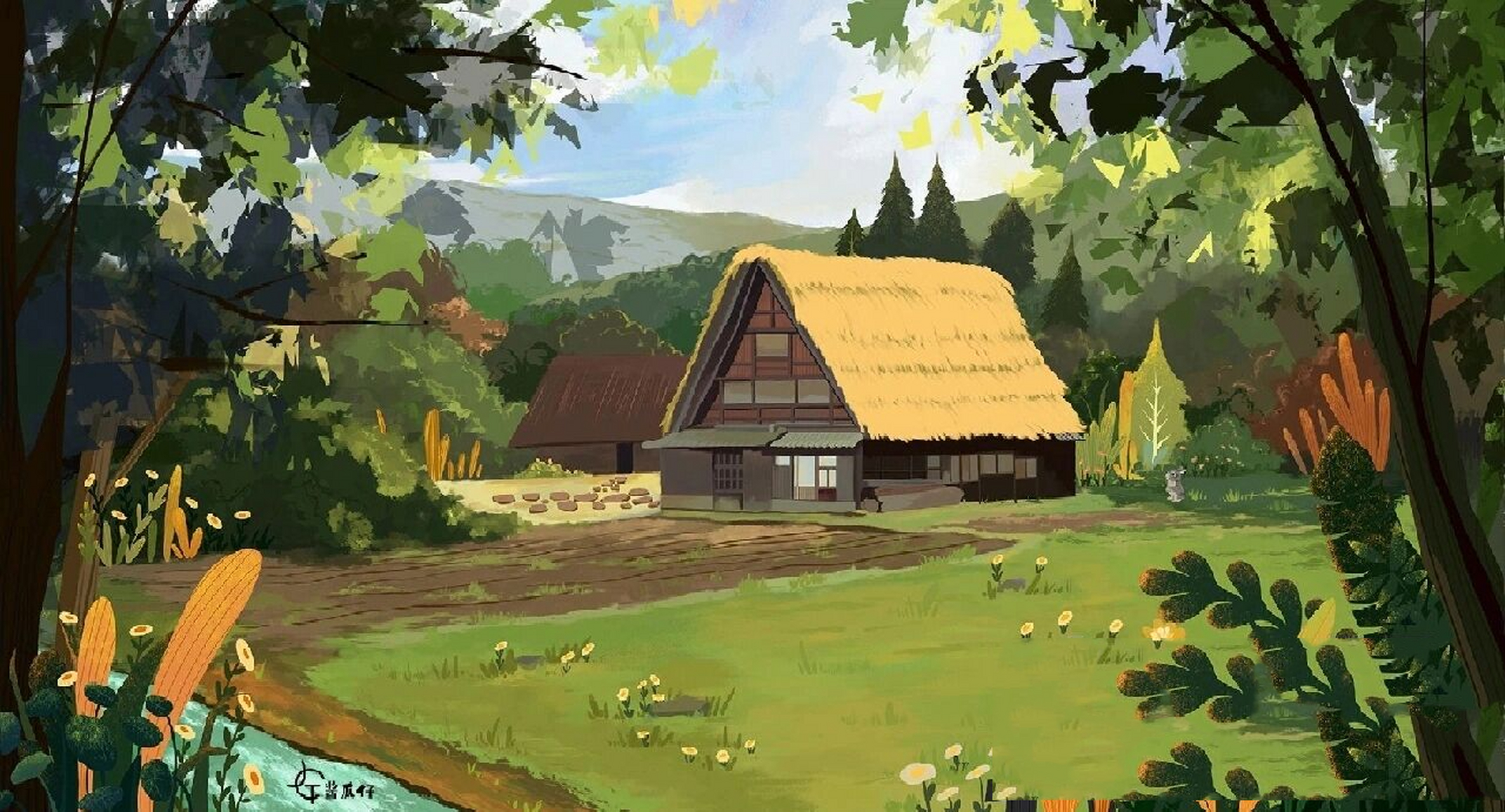壁纸 | 一些关于童年草房子的记忆 大家小的时候玩过跳房子么?