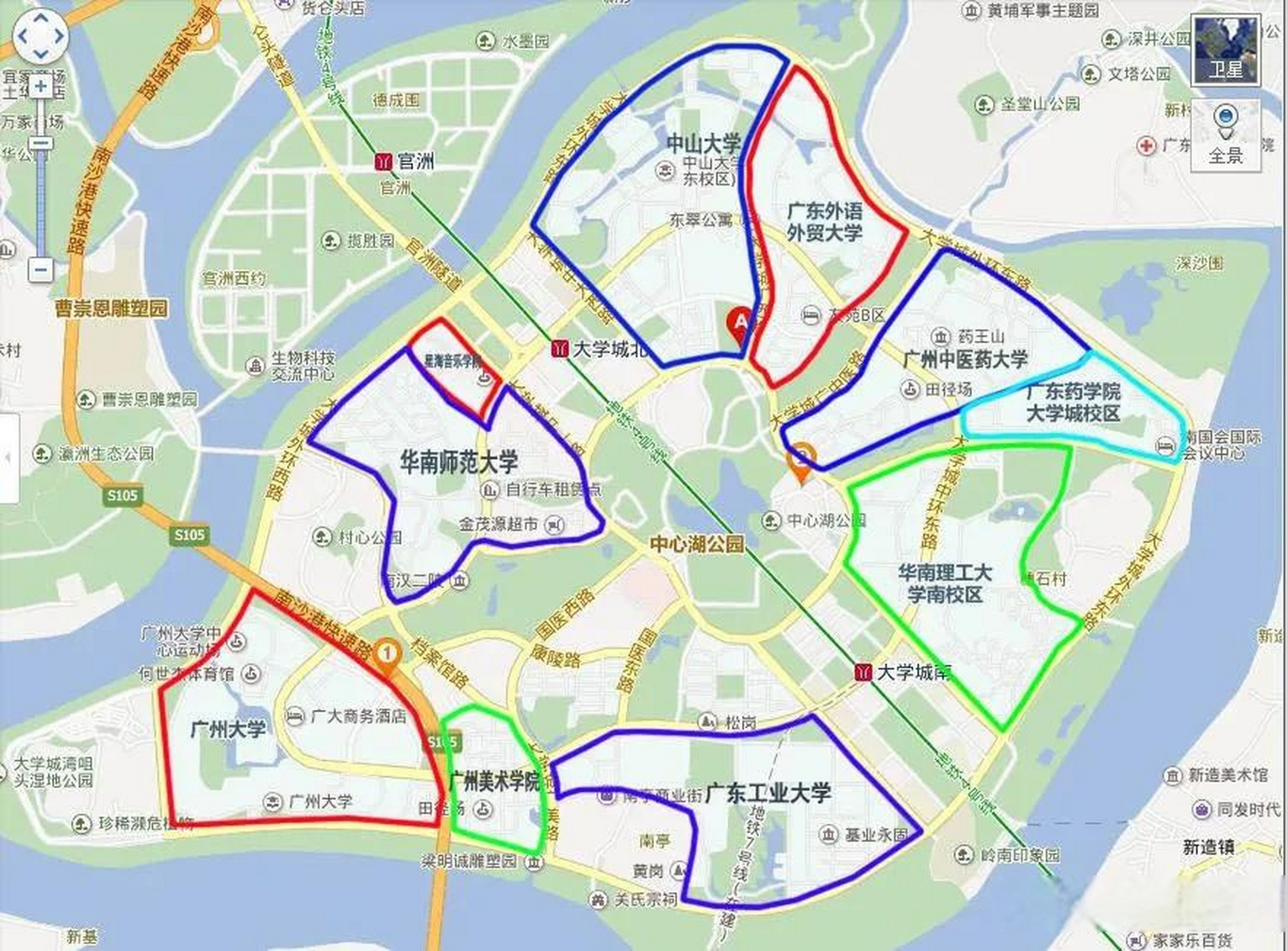 广州大学城所在的小谷围岛,承载了10所大学,按照规划可以承载3.