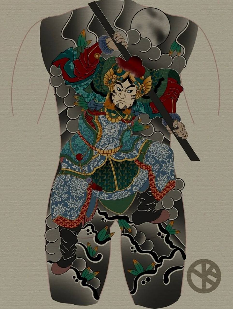 老传统满背满背 日式老传统满背纹身手稿