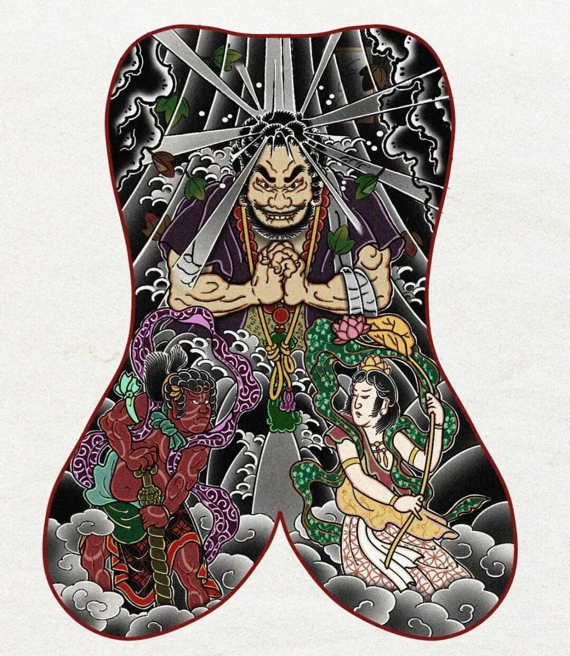 老传统满背 半甲纹身手稿 湛江刺青