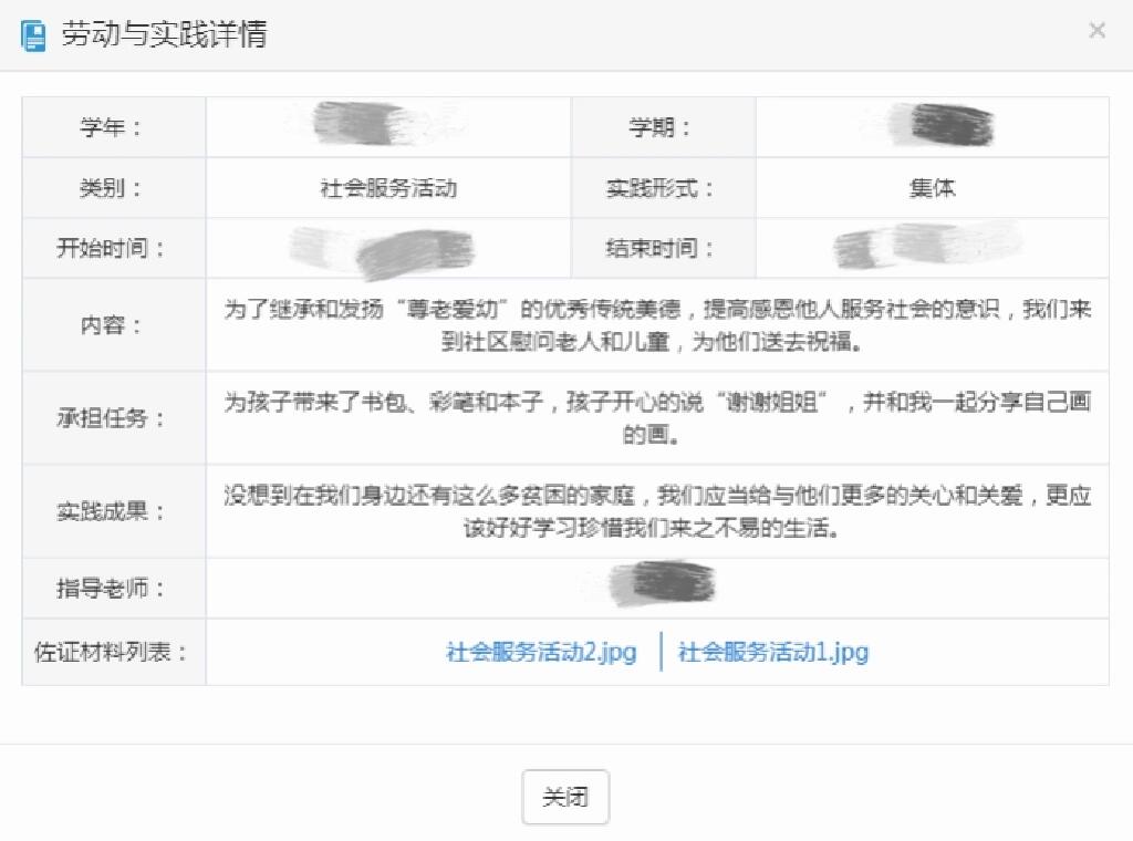 劳动实践活动综评