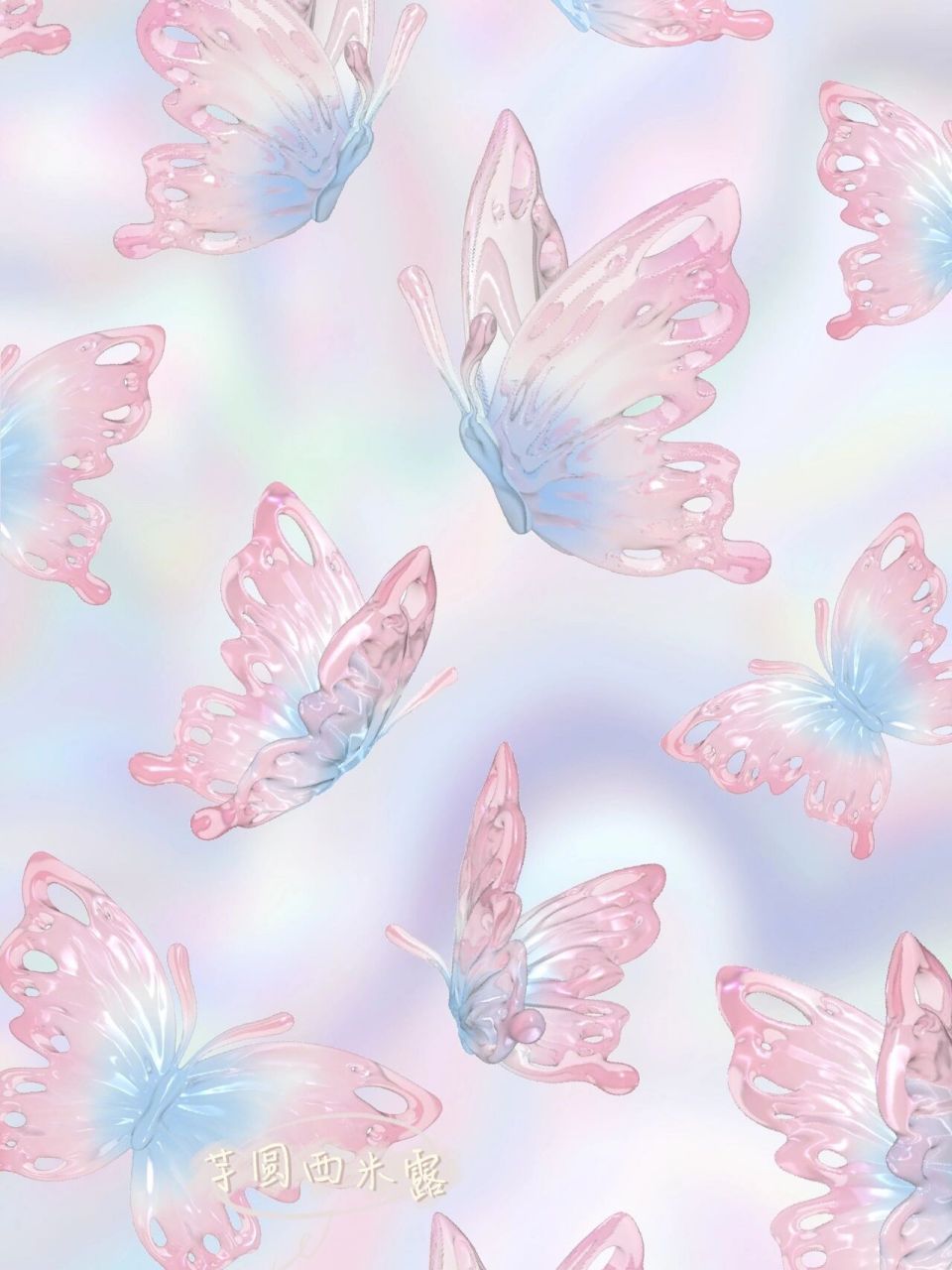nomad治愈系蝴蝶壁纸 03透透的蓝粉色渐变看着好治愈呀 07不可私
