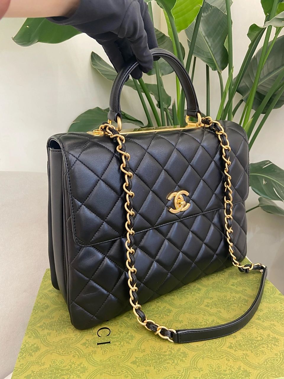 chanel香奈儿 trendy cc黑金大号羊皮 chanel香奈儿 trendy cc黑金