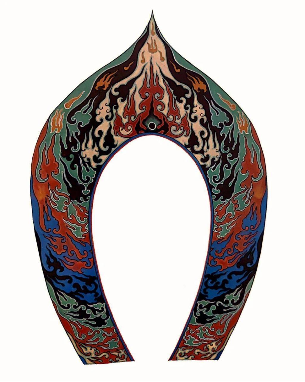 【敦煌壁画里的火焰纹97】 - 火焰纹,也称佛光,是指佛像头部和背面