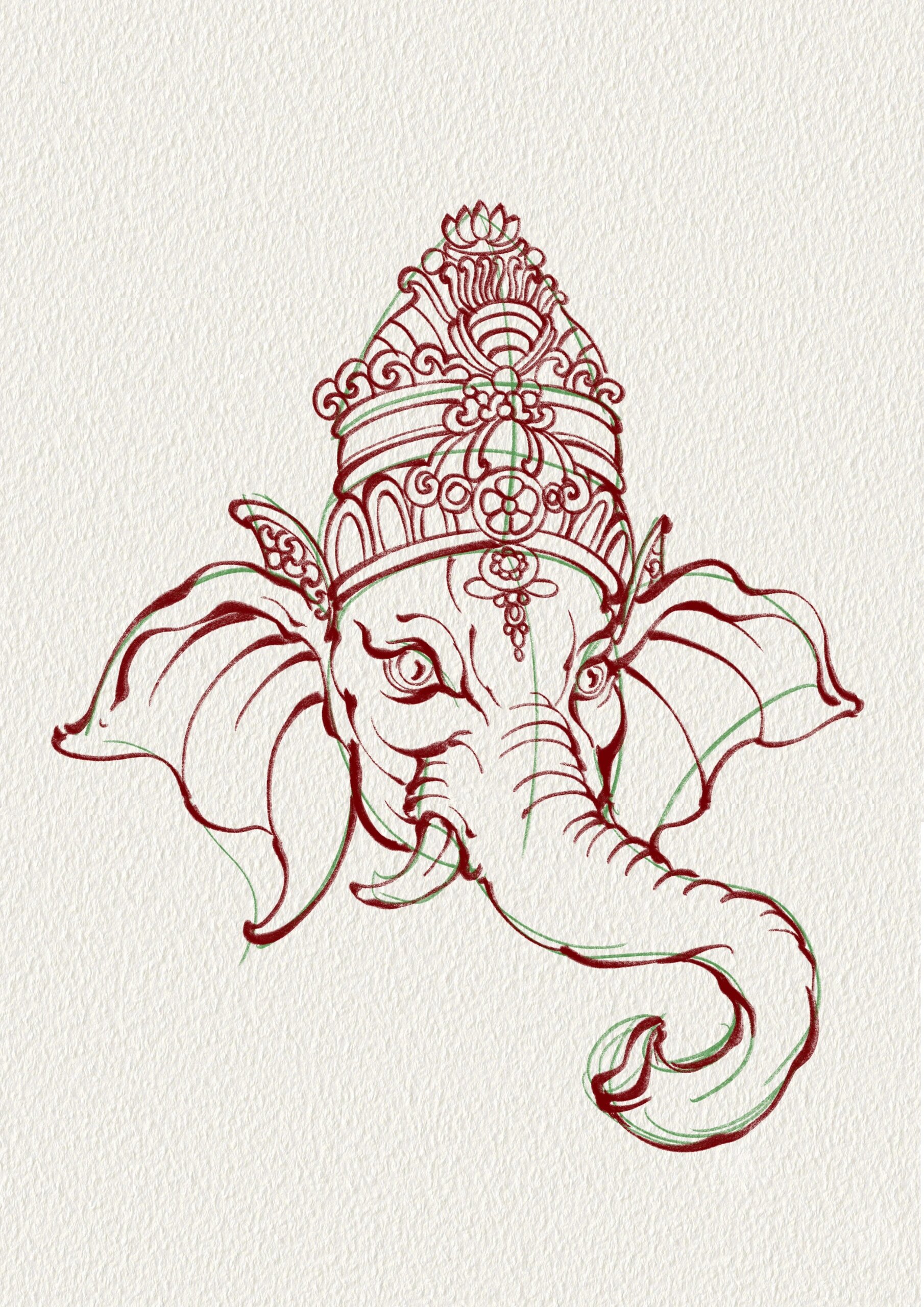 30秒学会画象神 今天给大家画一下不同角度的象神,象神的亮点就在于