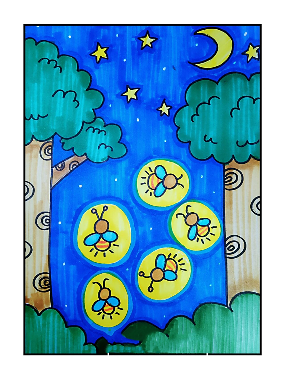 萤火虫儿童简笔画