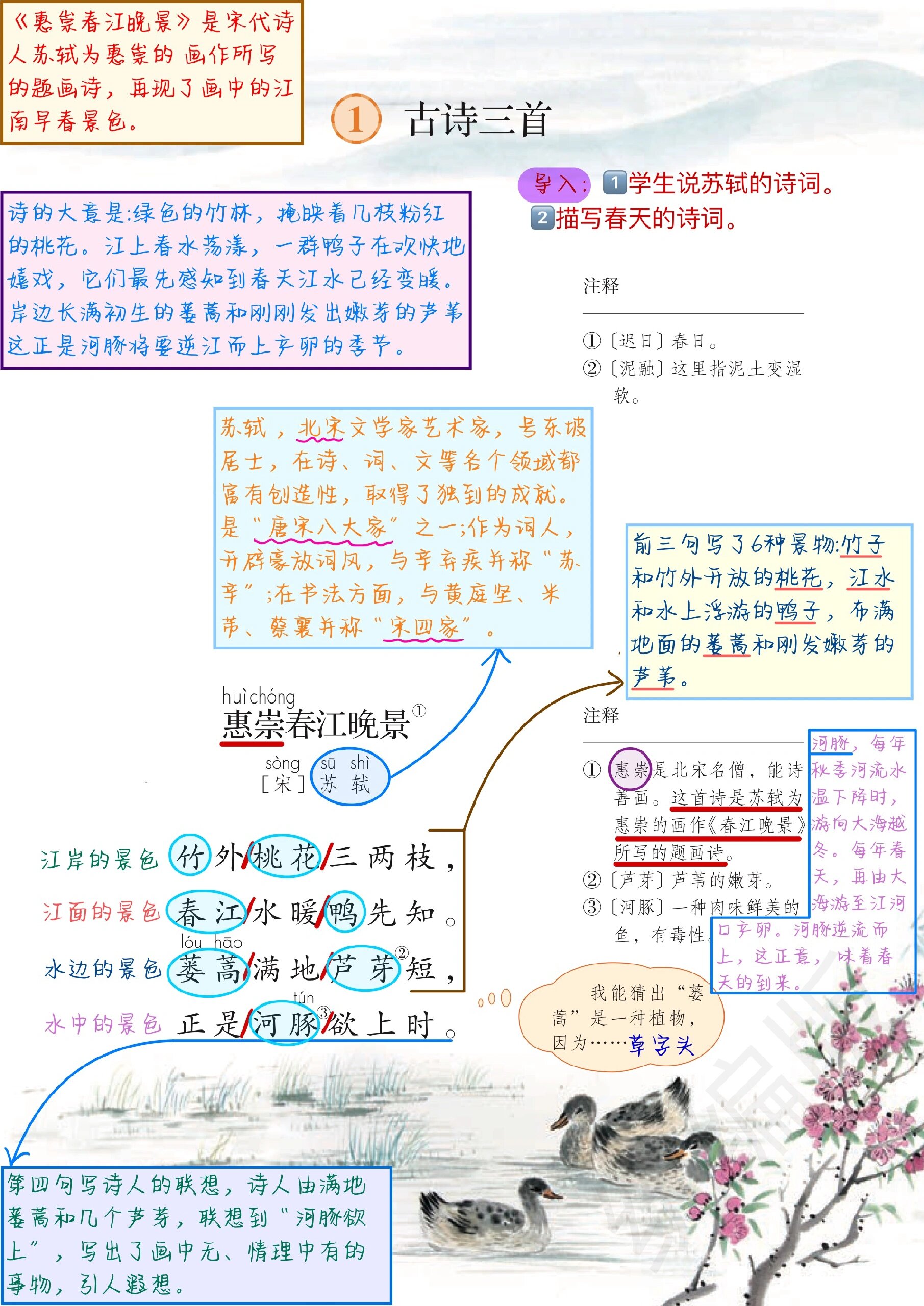 惠崇春江晚景 译文图片