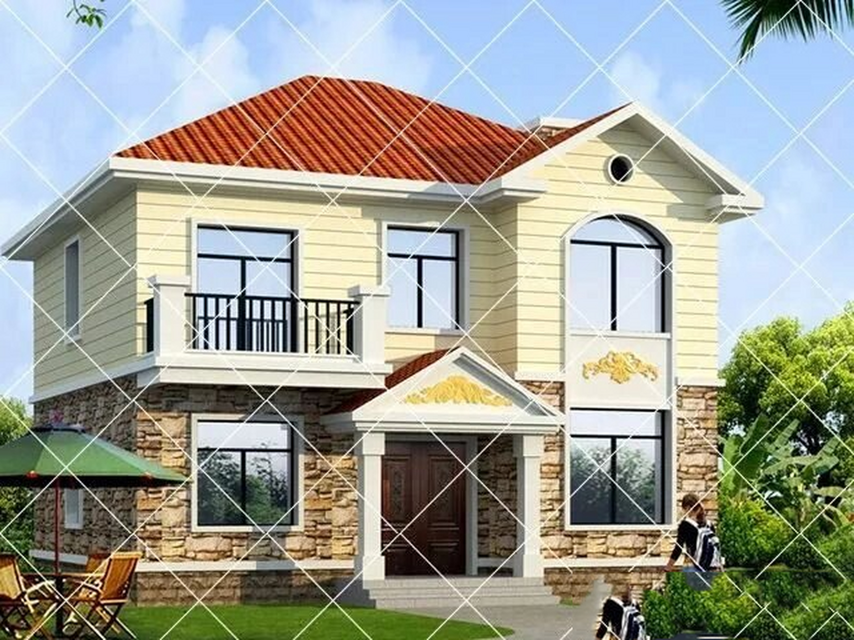 100平方米二层别墅设计图,外观大气自建房 100平方米二层别墅设计图