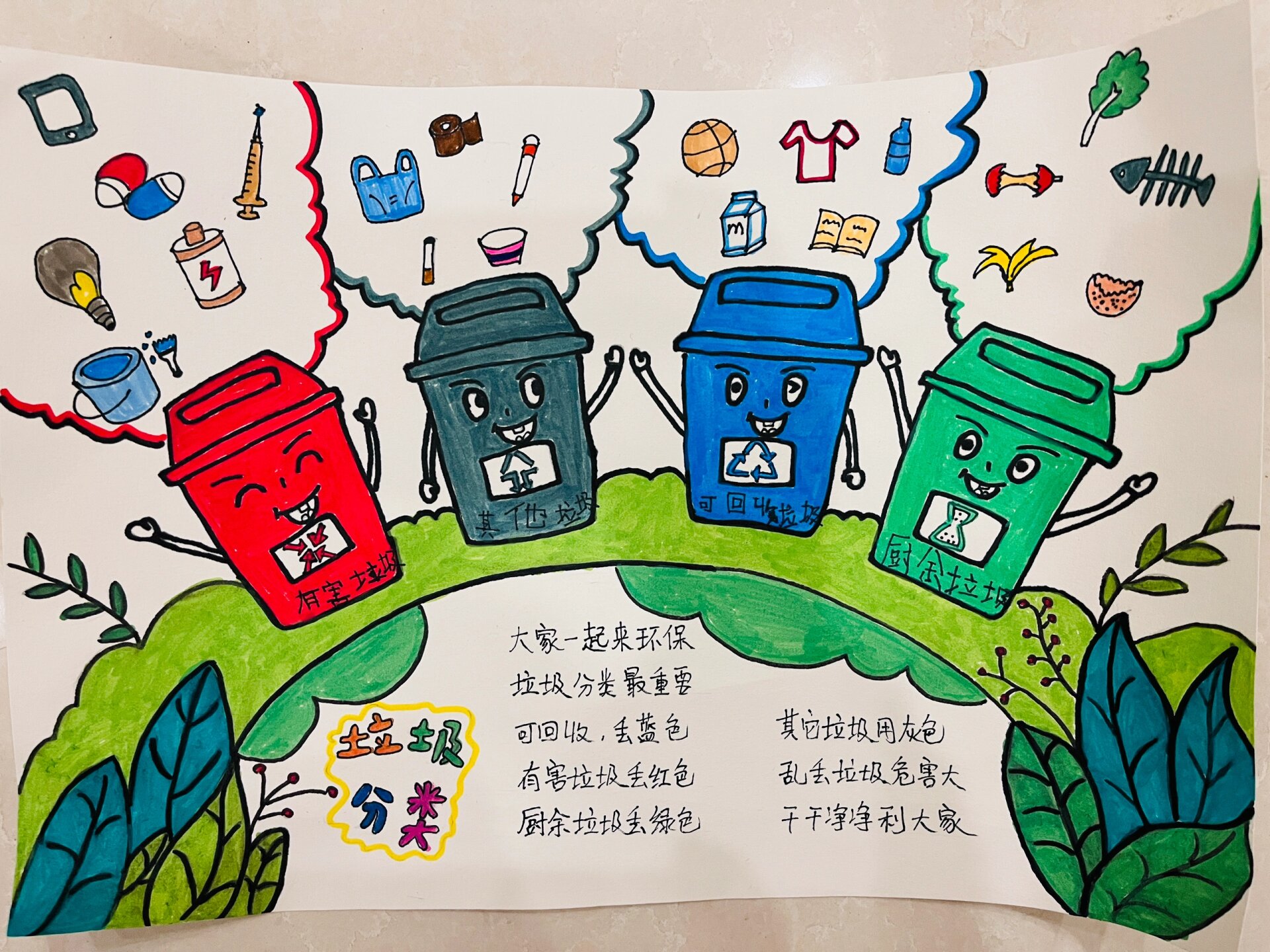 垃圾分类儿童画