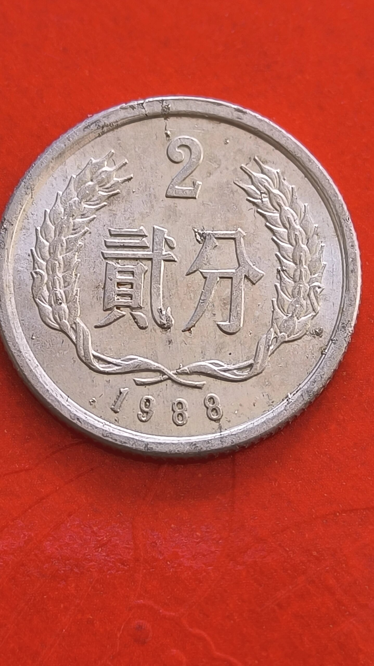 1988年二分硬币错版币,收藏介,称之为多肉,正面