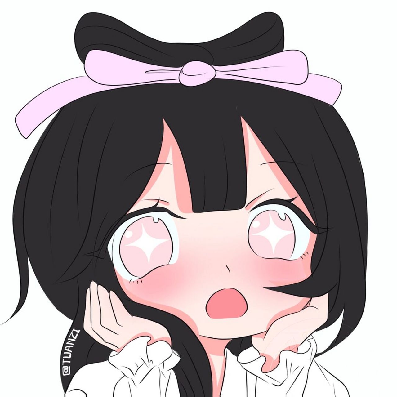 粉嘟嘟 pink96 头发越粉 打人越狠 有这说法吗哈哈哈哈 #手绘头像