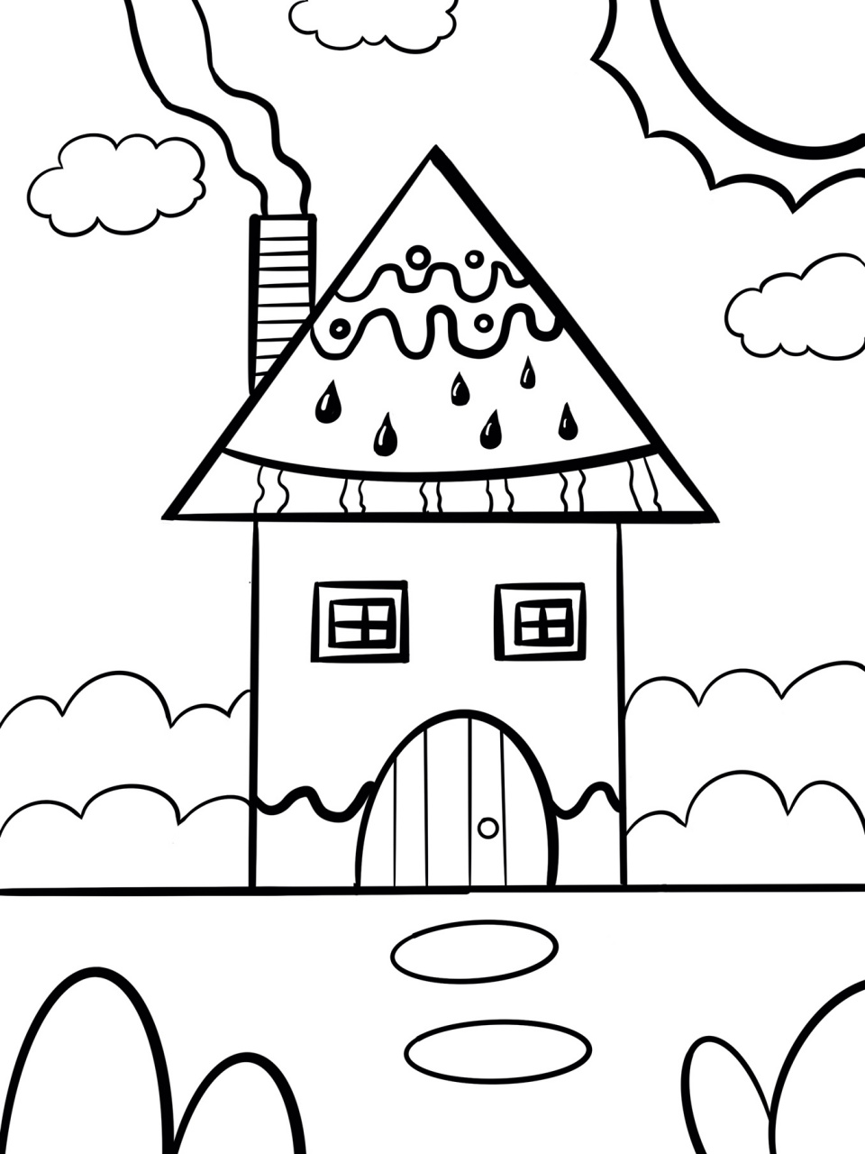 房子 简笔画 儿童创意 带线稿 西瓜房子 