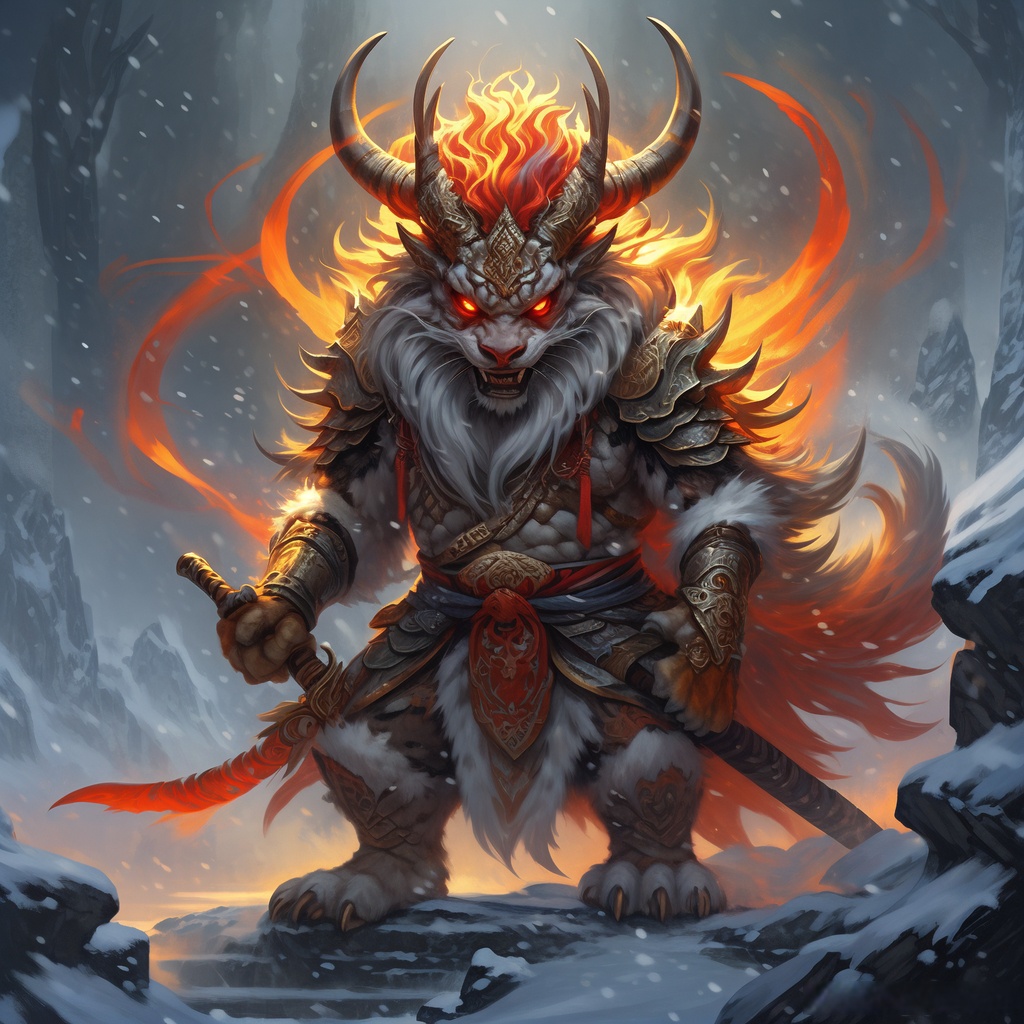 兽人炎剑虎战士,雪地中的孤胆英雄!