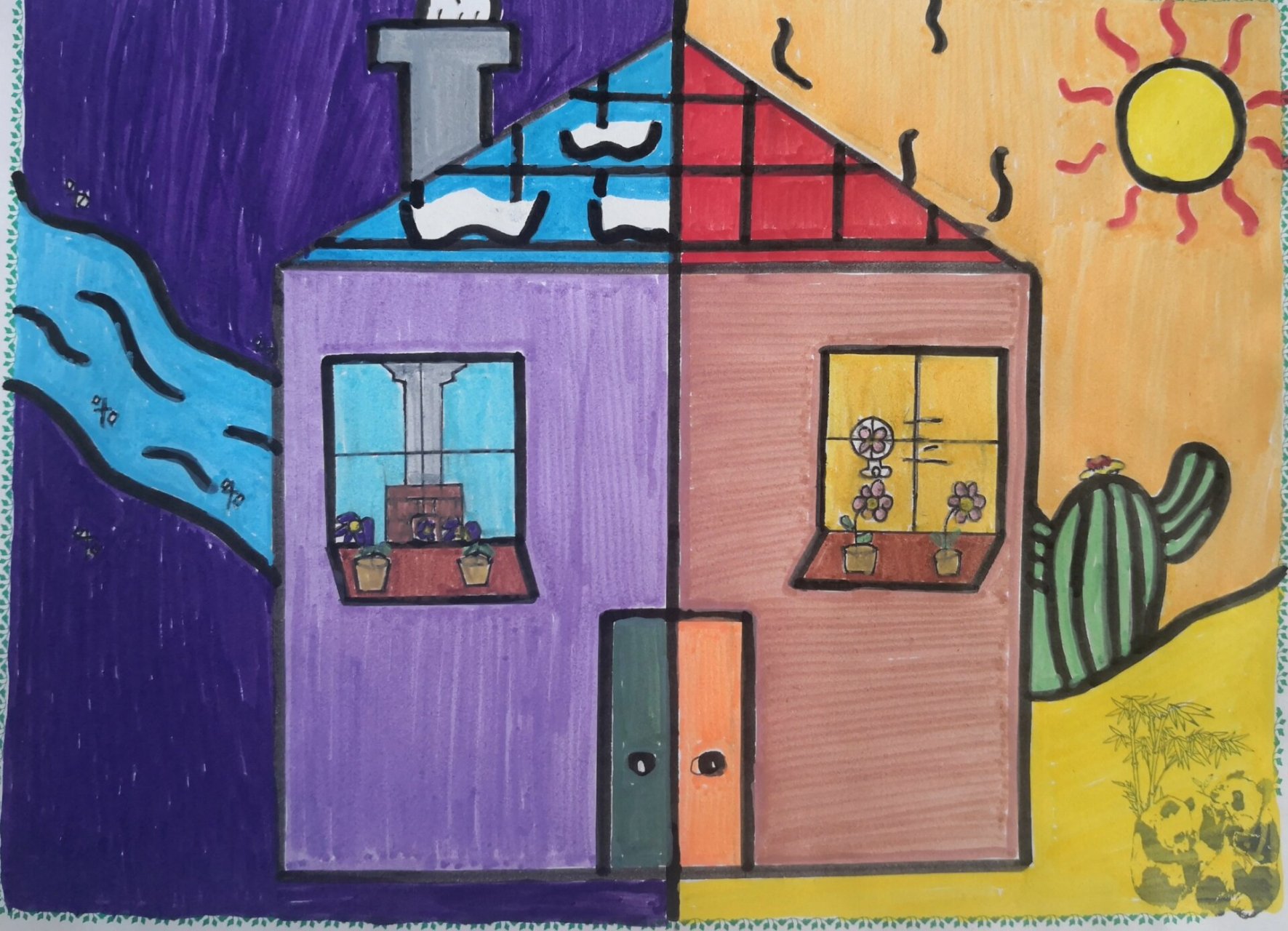 五年级上美术学生作品《色彩的对比》