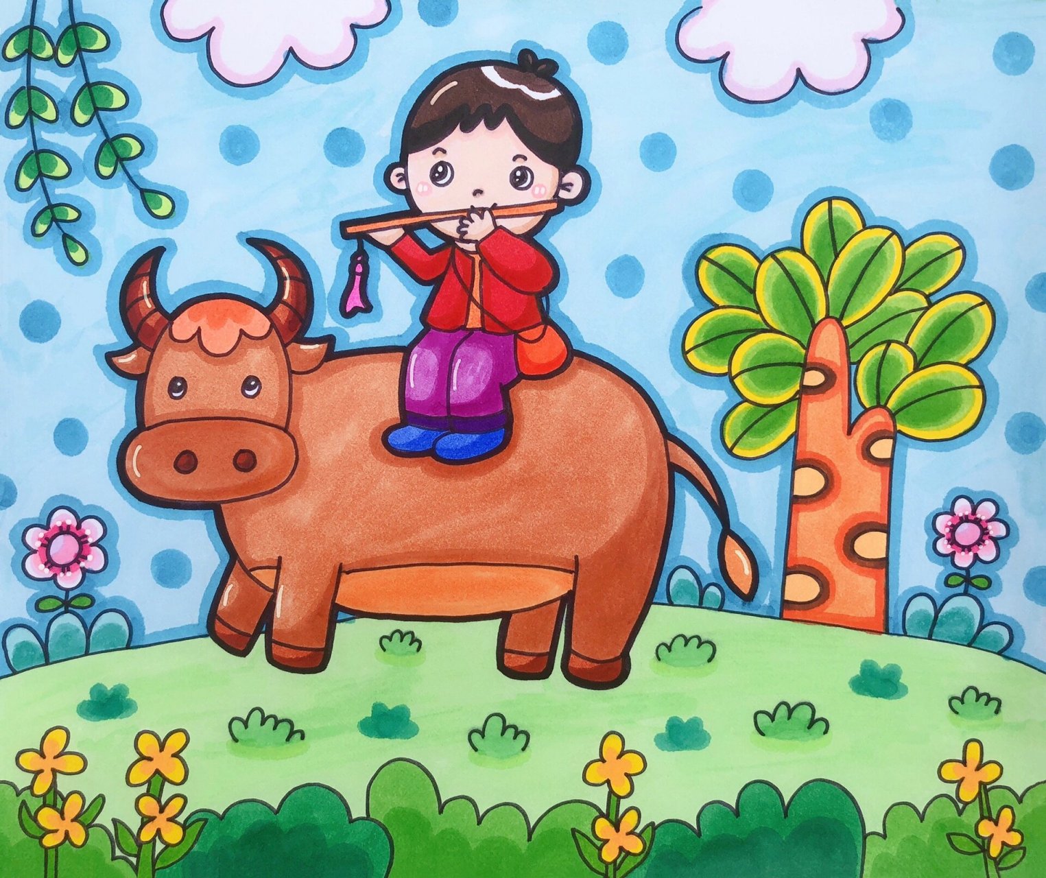 《牧童》 牧童骑黄牛,歌声振林樾