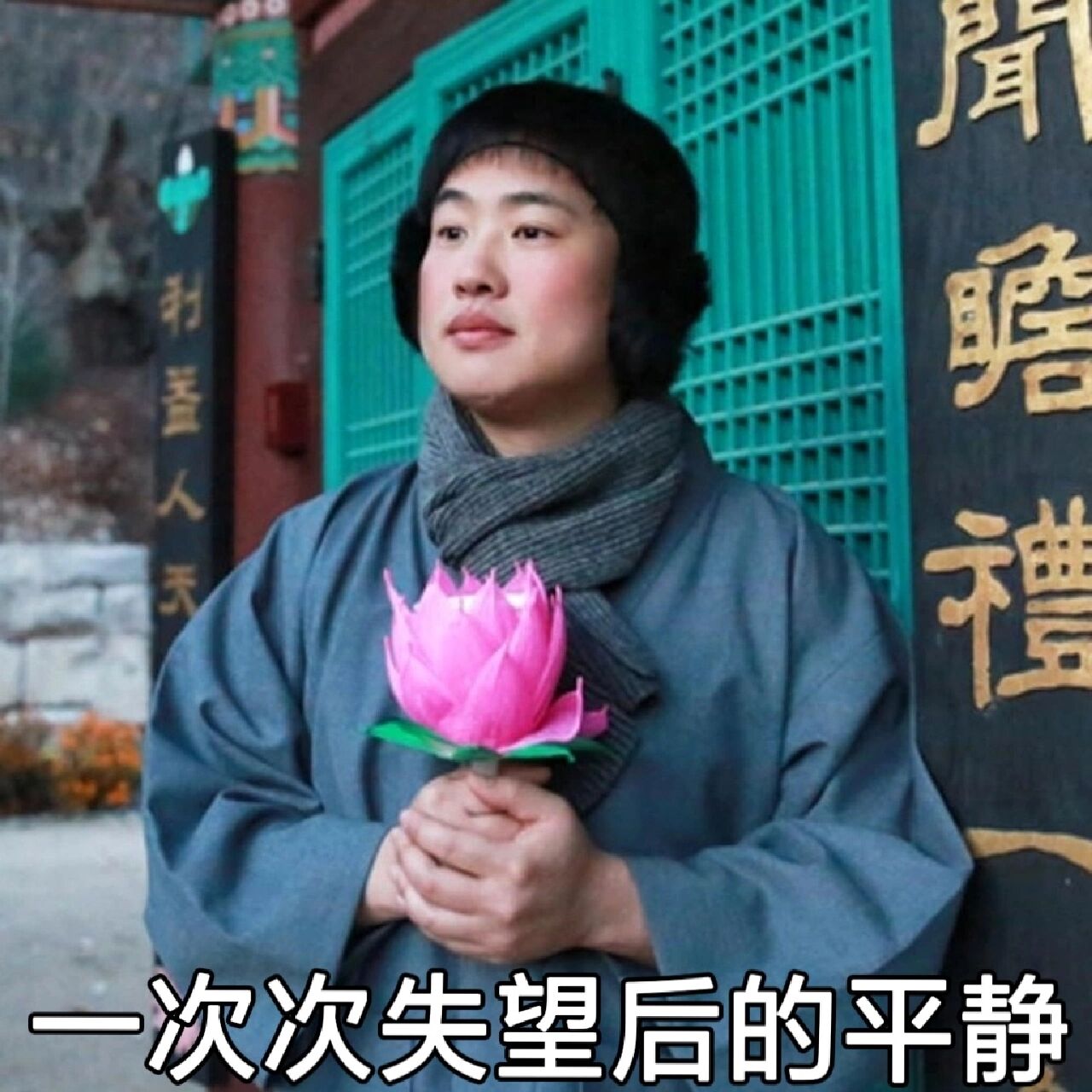 只想上香 原来佛系这个很有名的手捧莲花的表情包出自韩剧《请回答