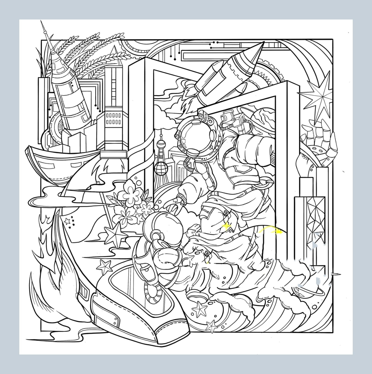 0615现代科技生活色彩装饰画(考研校考设计99 主要元素:宇航员