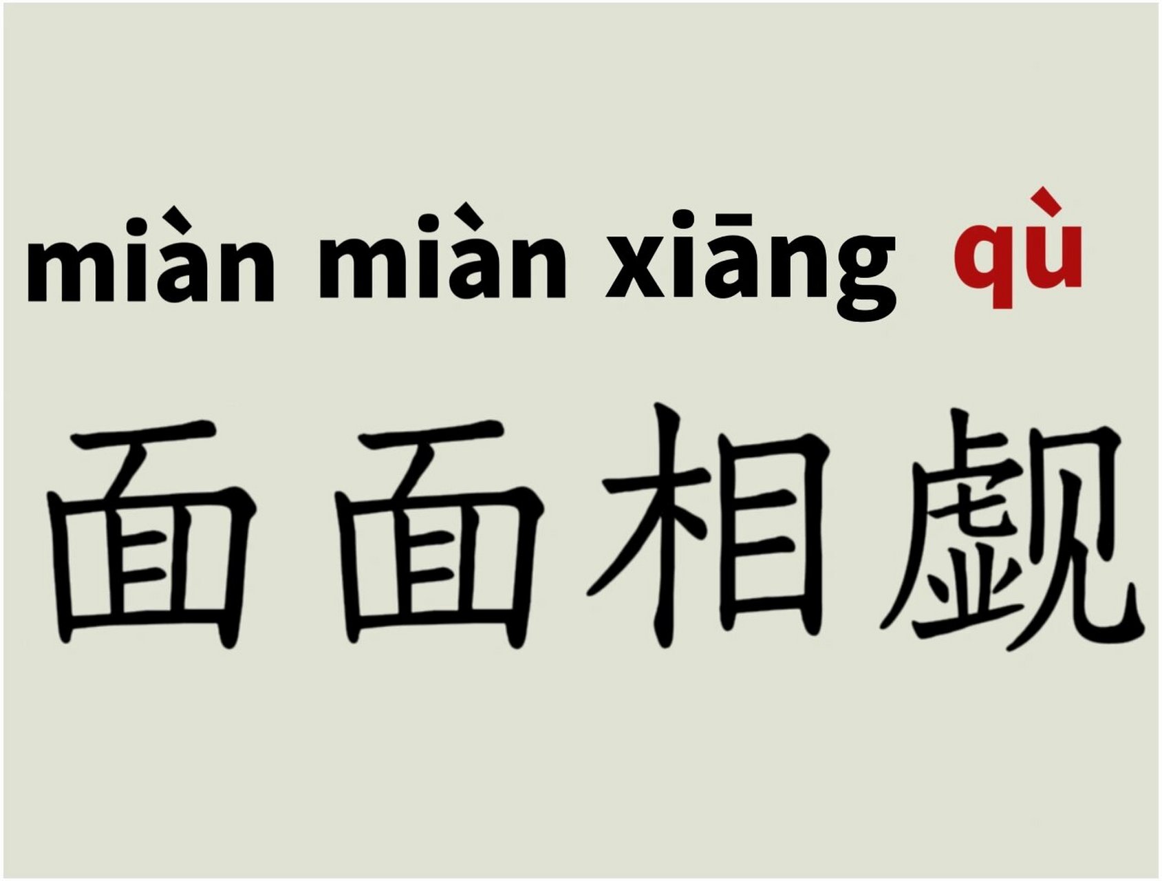 每天读对一个词290 面面相觑-拼音  释义 觑:看.指相互对看着.