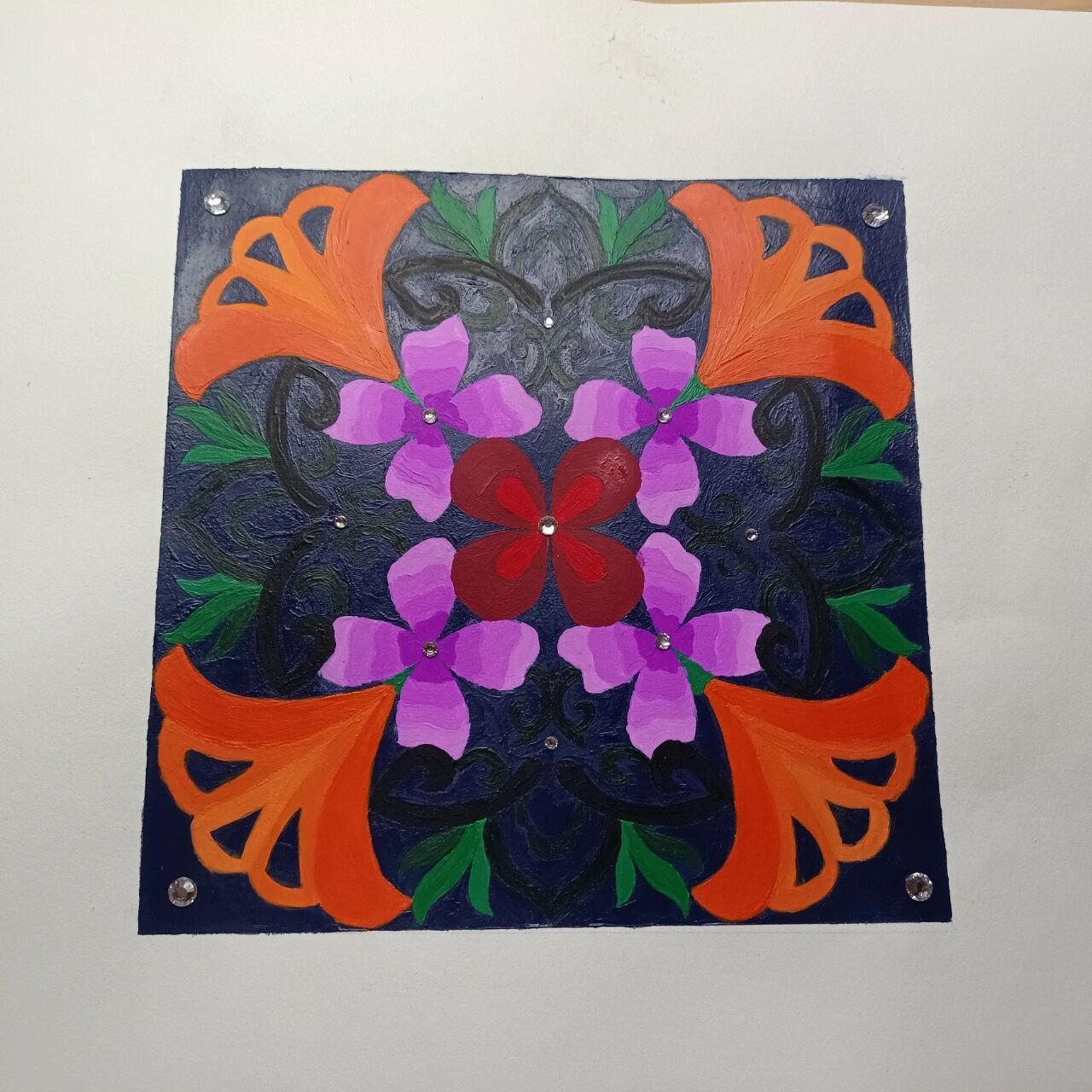 四方连续图(期末作业)  图案是自己拼接设计的,颜色没有把握好,涂出来