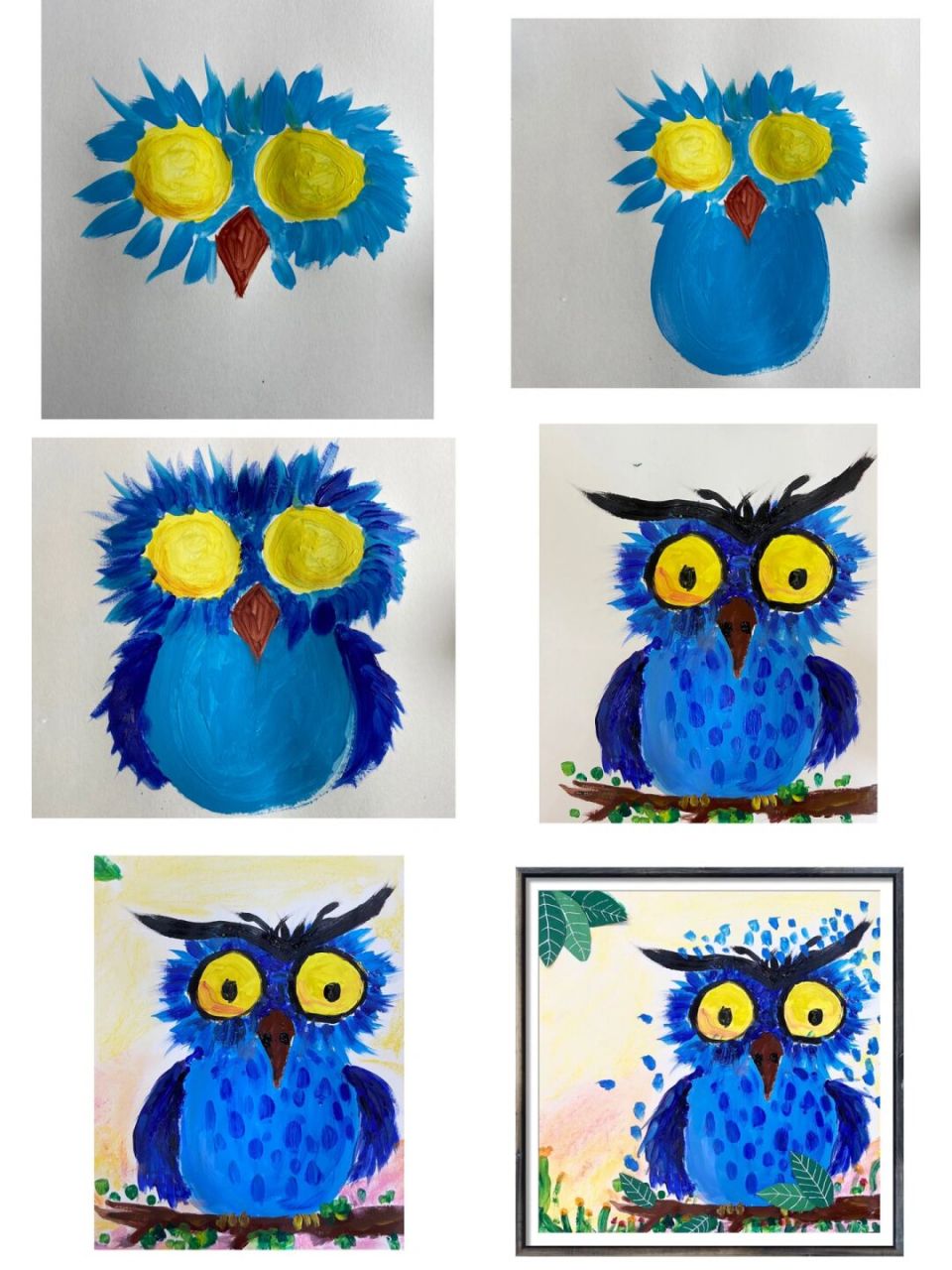 《4-6猫头鹰》水粉丙烯颜料画 适龄4-6岁 教学目标 : 1,了解猫头鹰的