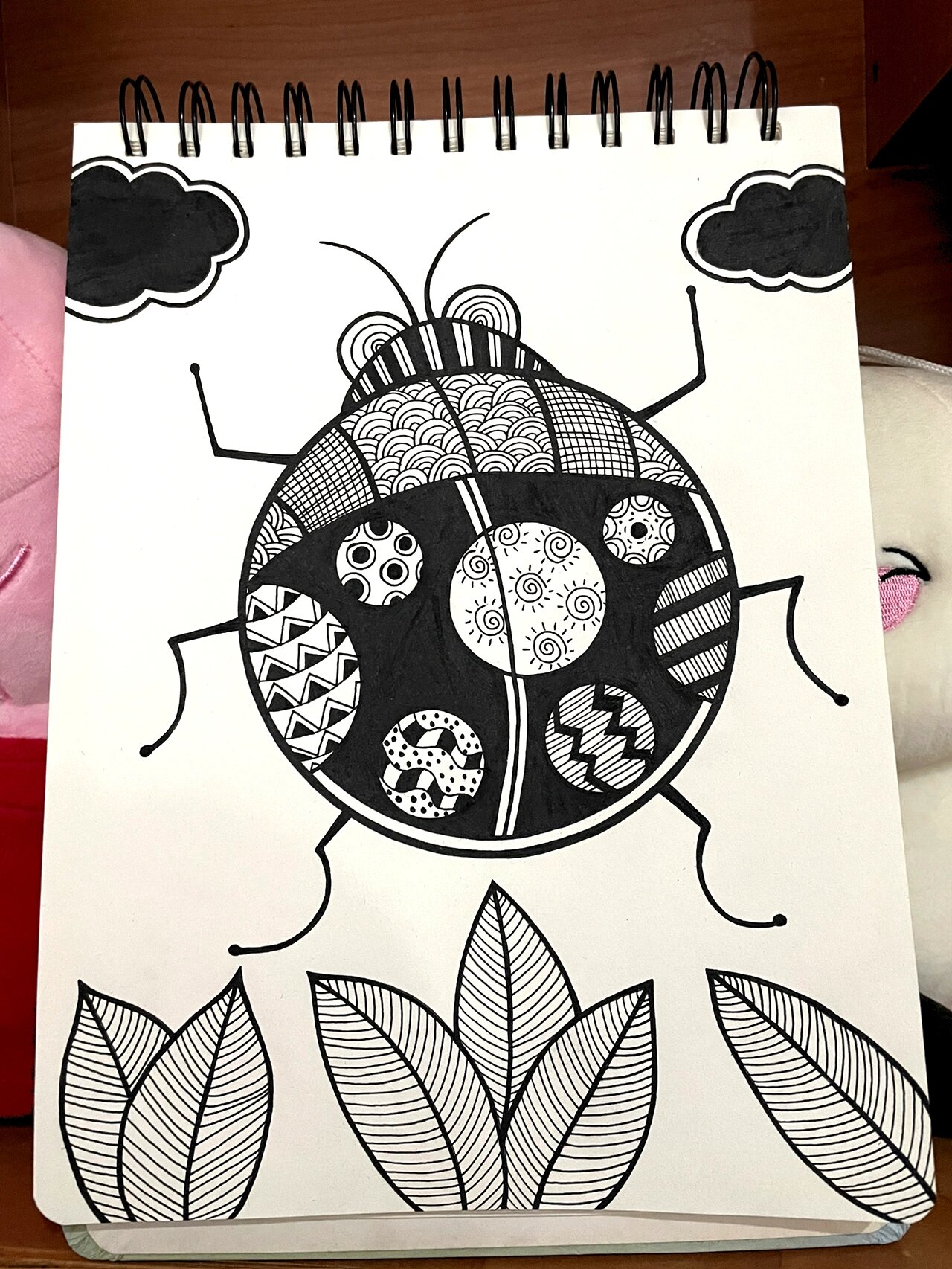 黑白画 七星瓢虫 带过程图 临摹