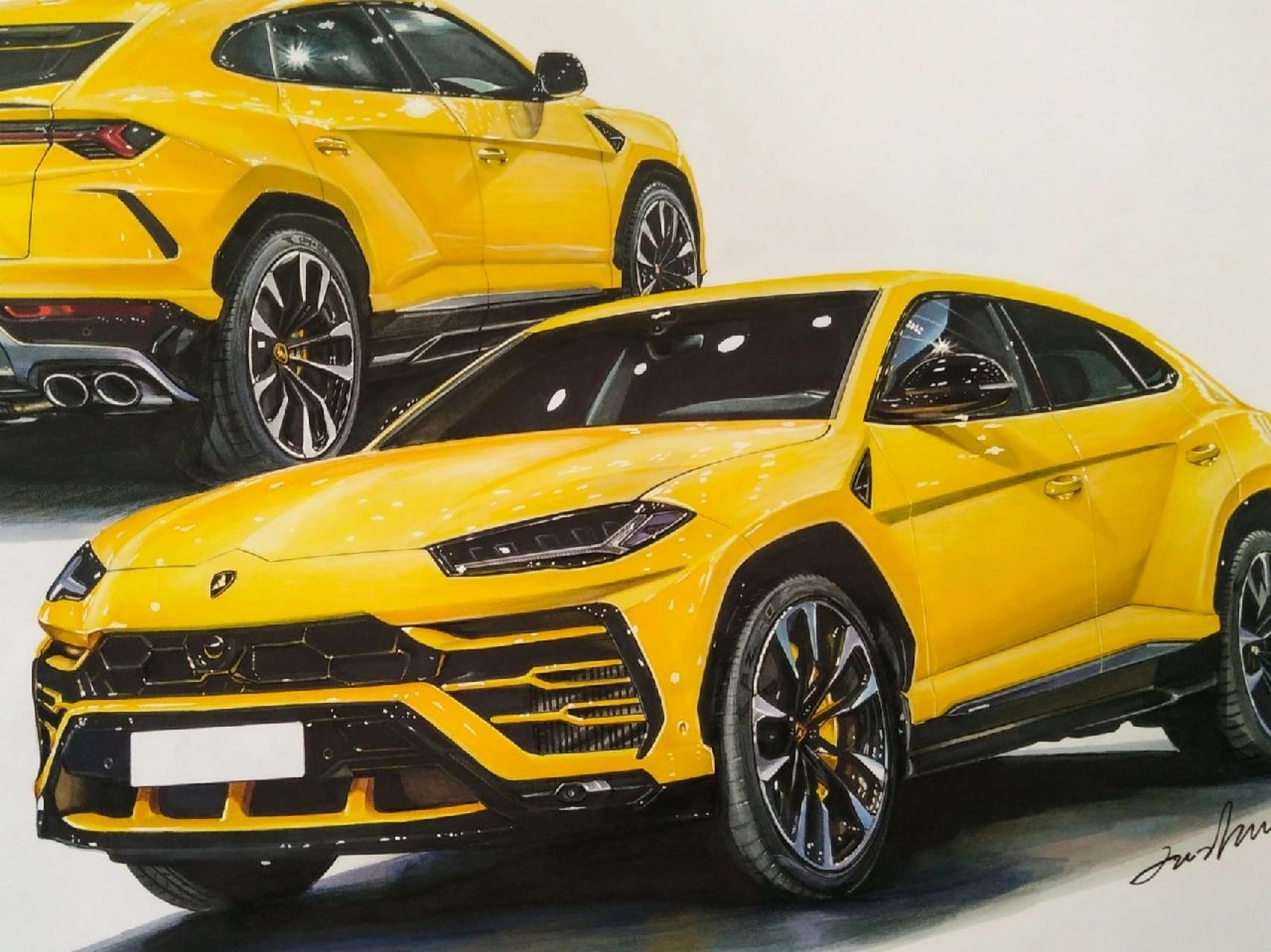 马克笔汽车手绘 兰博基尼 urus