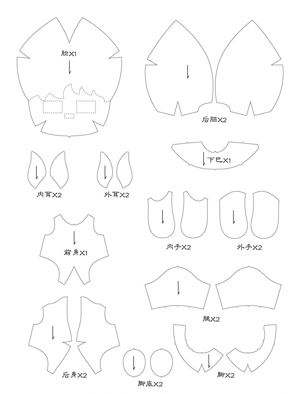 最标准详细的棉花娃娃自制图纸版图20cm 因为好友最近迷上了棉花娃娃