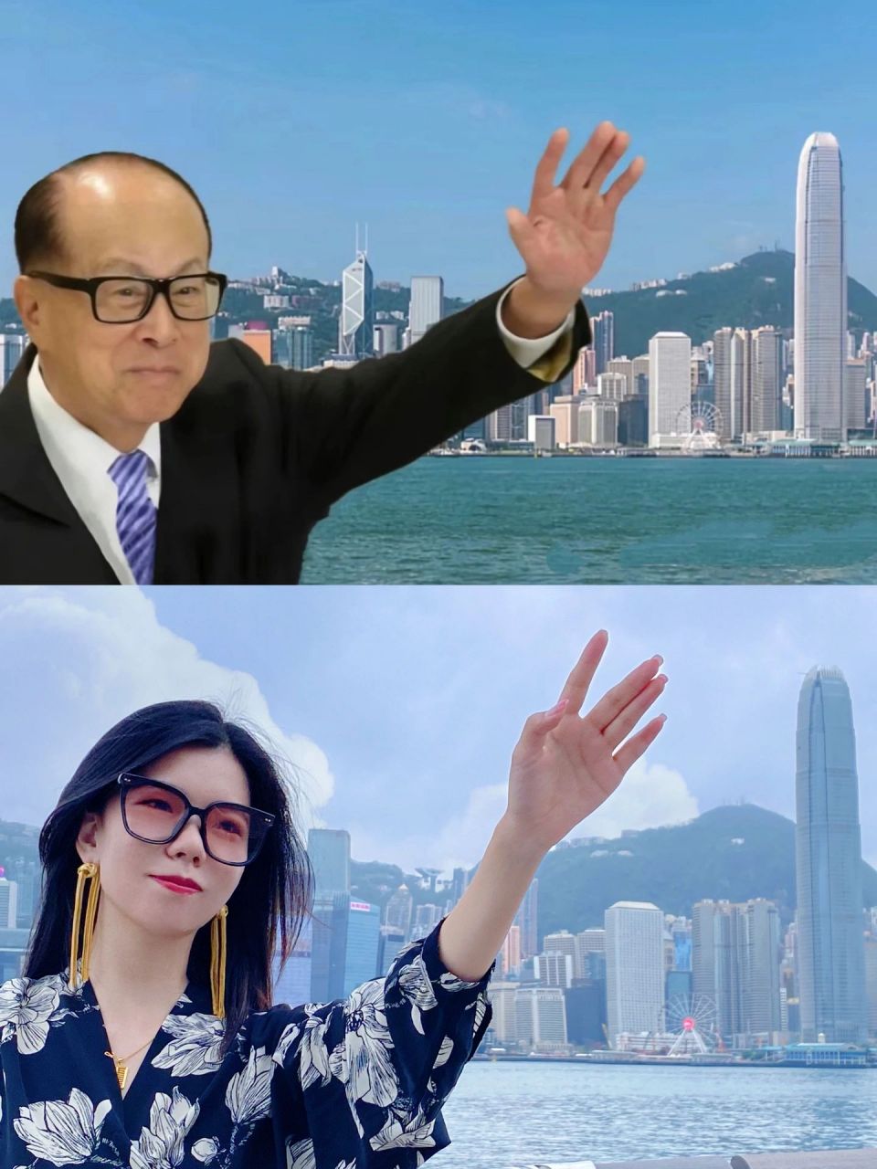 香港9396李嘉诚同背景同机位拍照,原图 和成功人士肩并肩 背景一