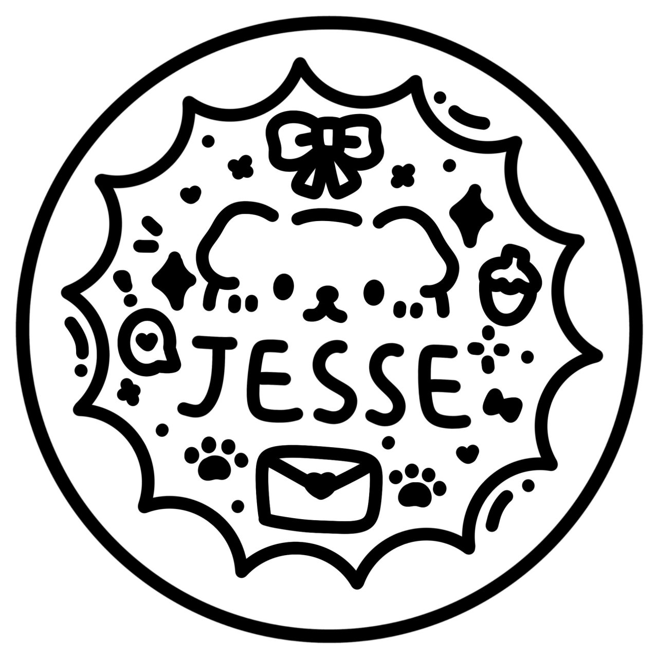 光夜简笔画封口贴 简简单单的也很可爱