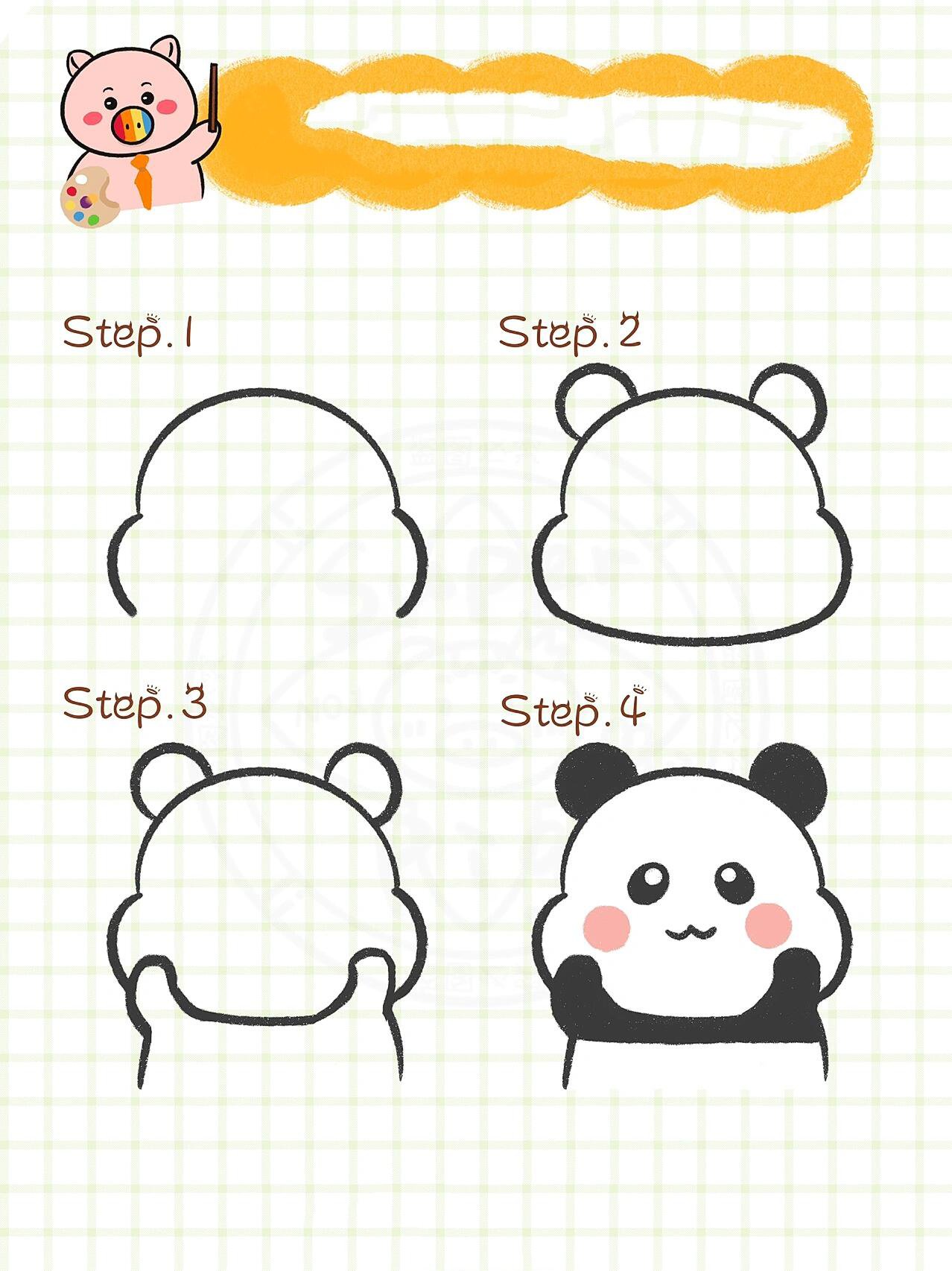 可爱简笔画|萌萌熊猫94必备手帐素材分享