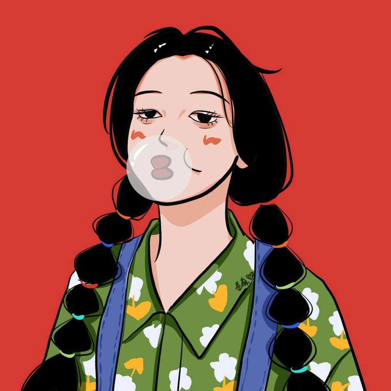 插画 | 头像 | 吹泡泡的小姑娘～ 图片可做个人头像,个人壁纸 🈲商