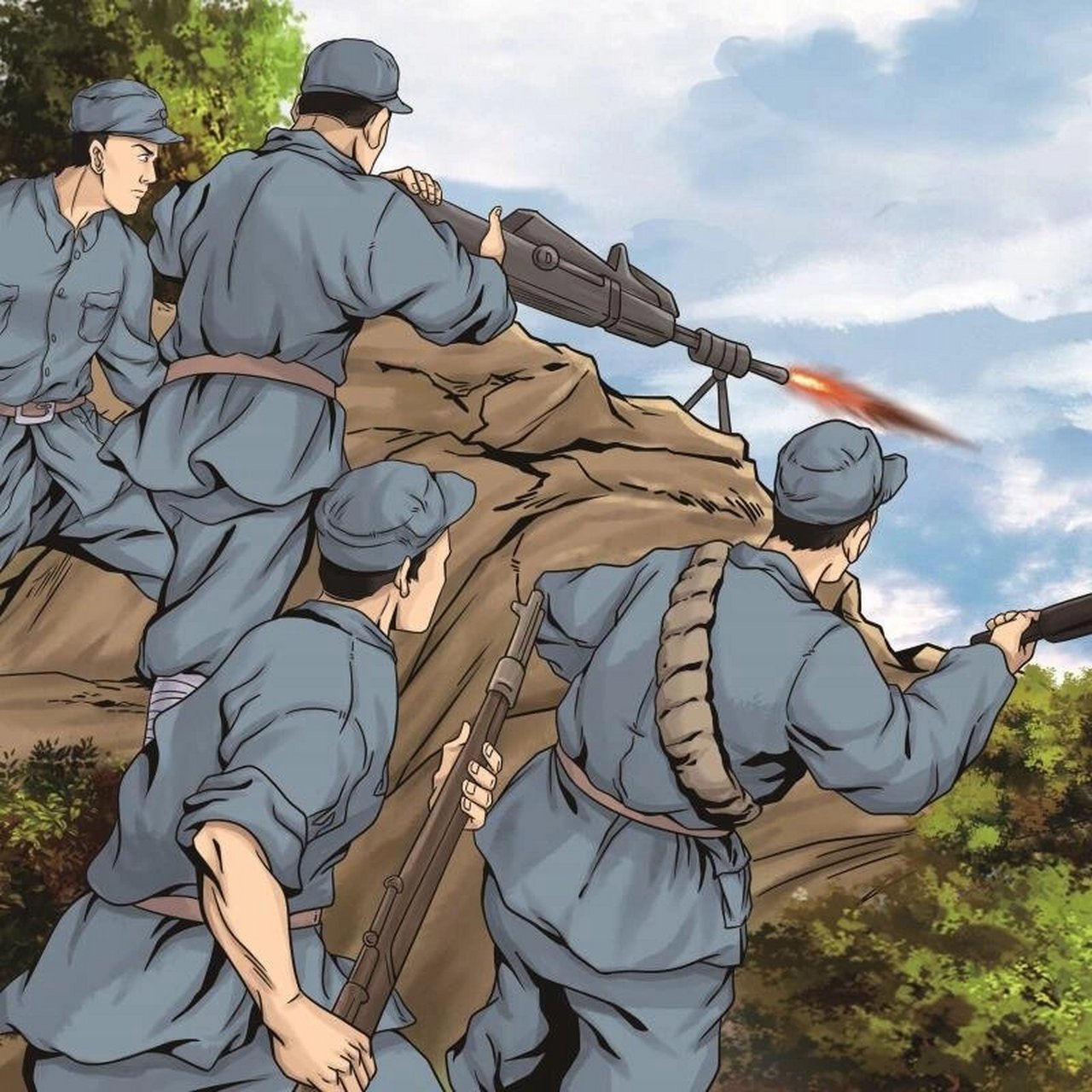 打仗了 这两年画的革命题材有点多,自我感觉,还挺像连环画.