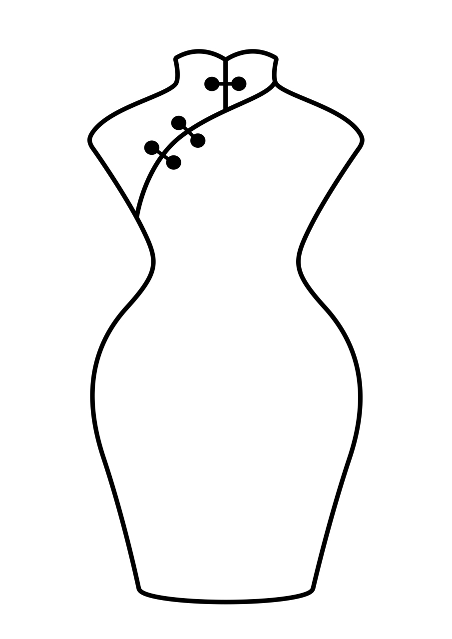 旗袍简笔画(素材保存可直接打印)  旗袍简笔画