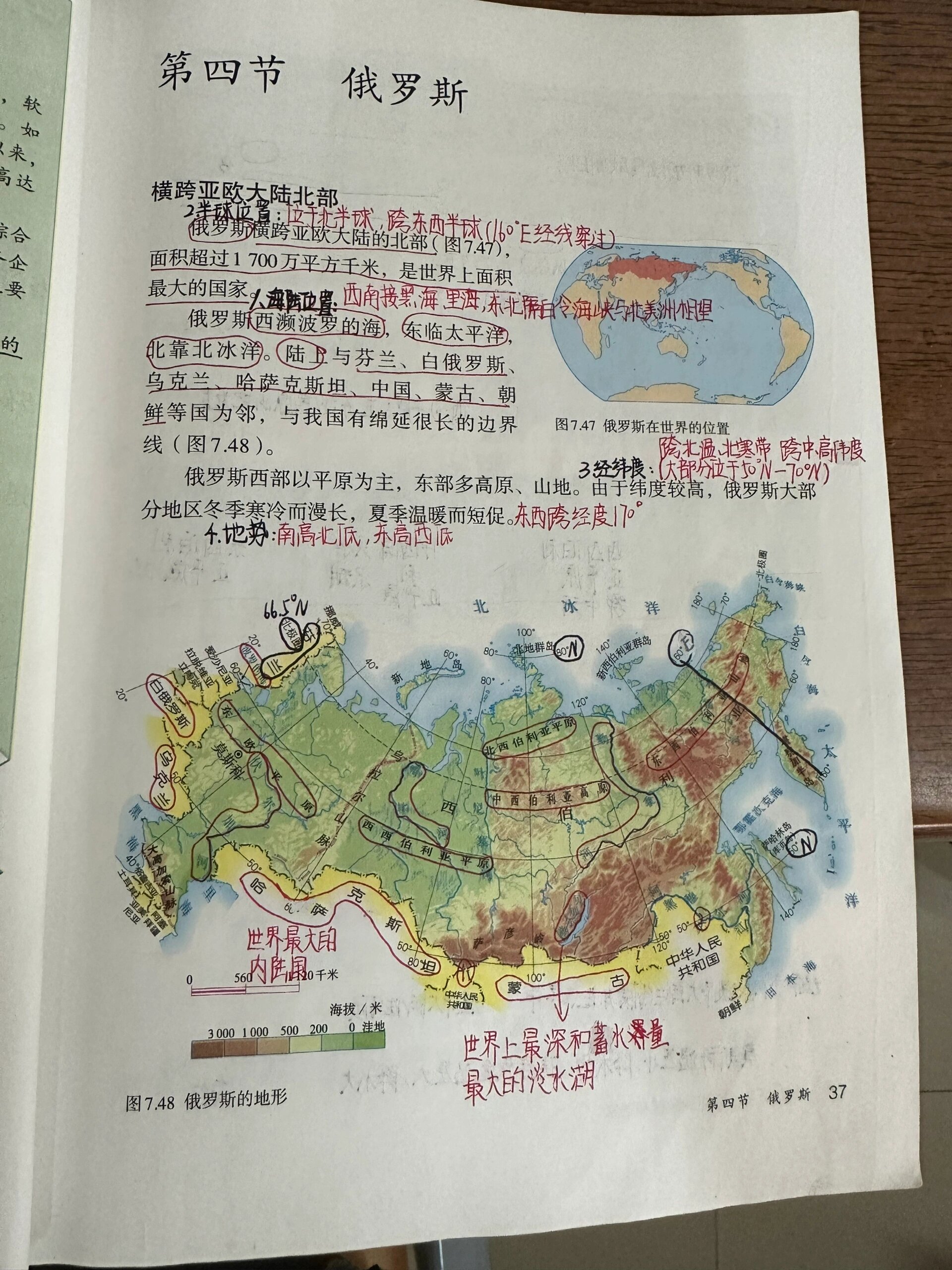 七年级下册人教版地理笔记