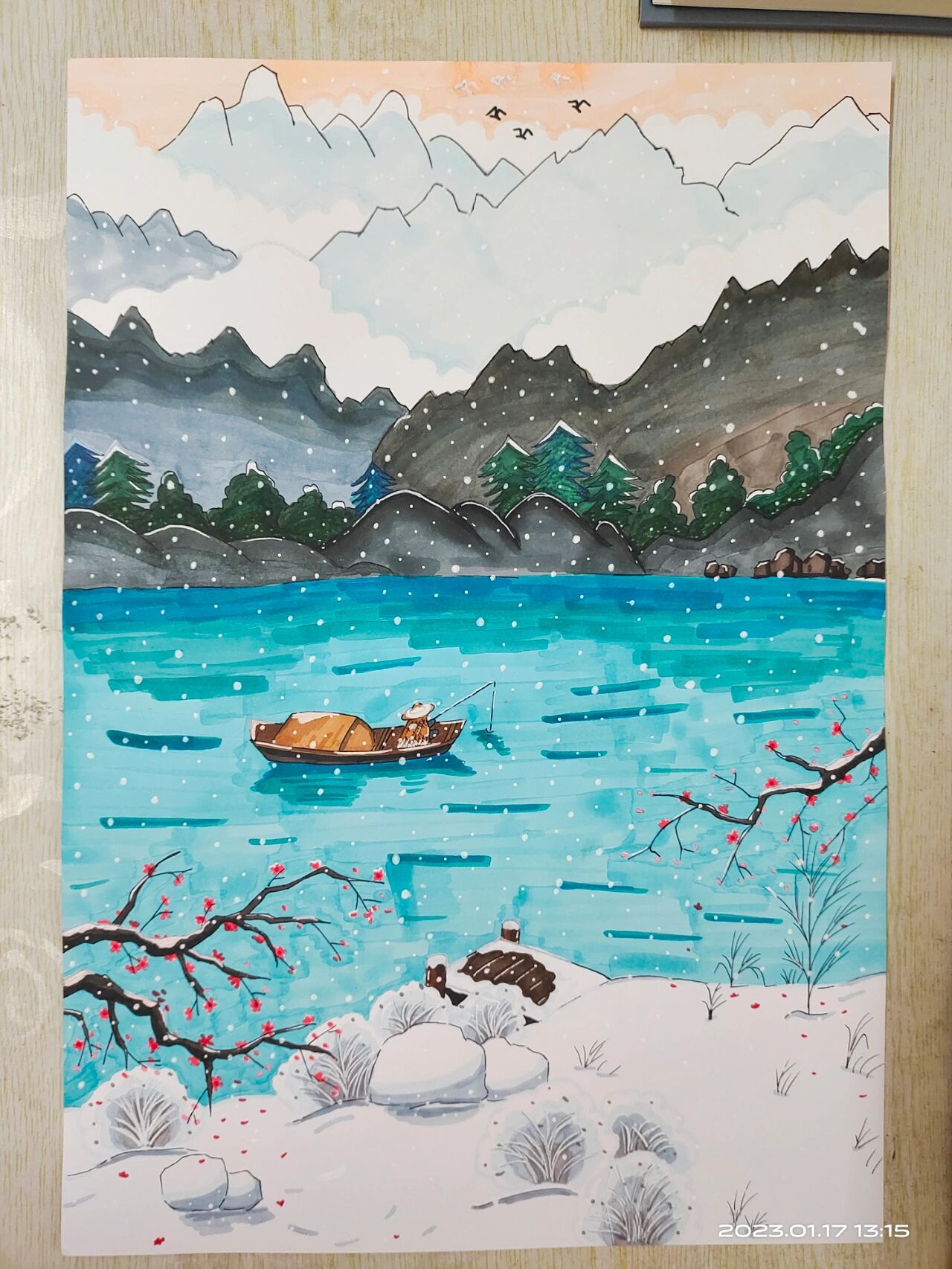 江雪的诗配画 一等奖图片