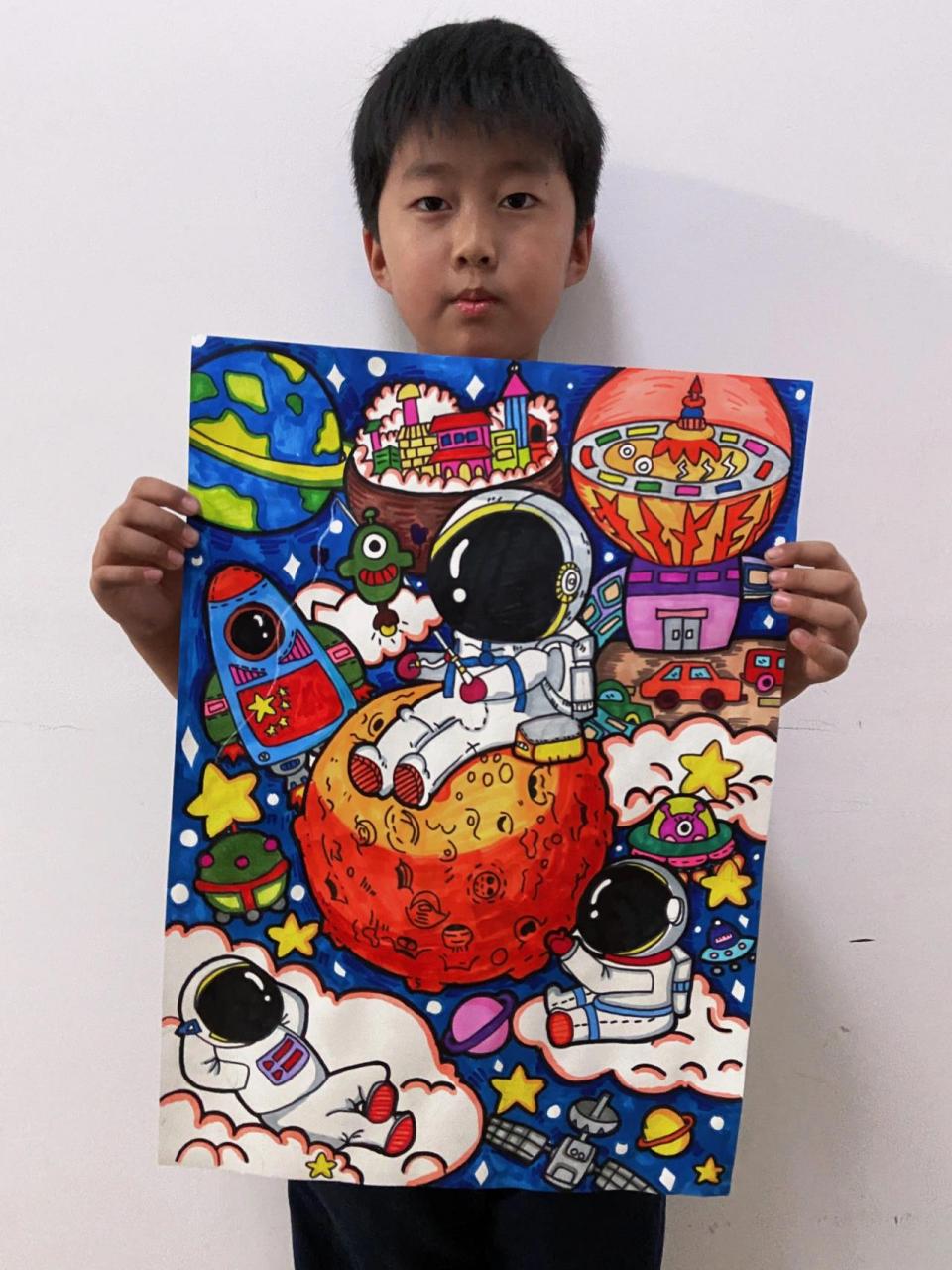 科幻创意画 科技节绘画 航空主题