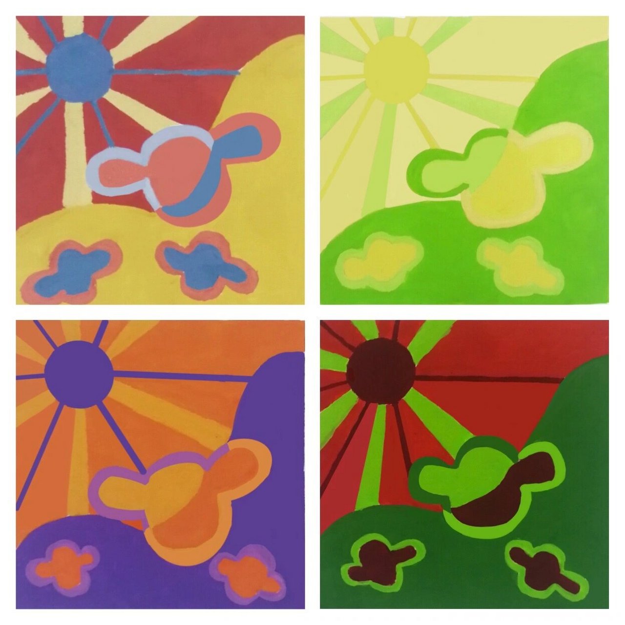 色彩构成 对比色 对比色的色彩构成 拿水粉画的在卡纸背面画的,太滑了