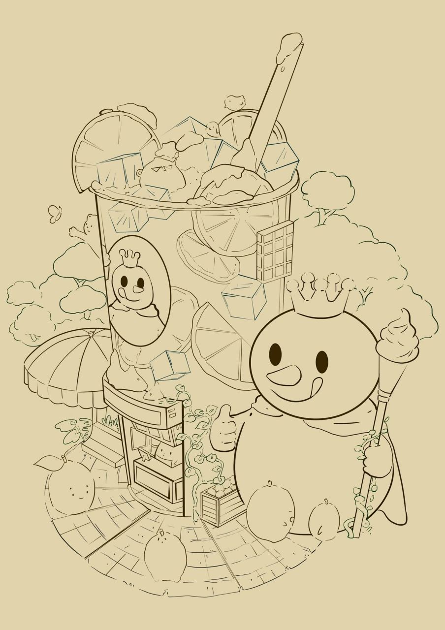 插画|蜜雪冰城甜蜜蜜🥃附线稿 🕹绘制软件:ps2019 wecome手绘板