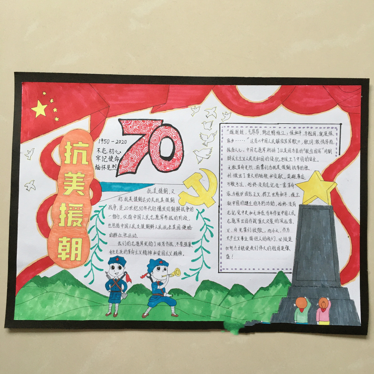 抗美援朝手抄报完成73 一学期一度的手抄报,我就是个没感情的代画