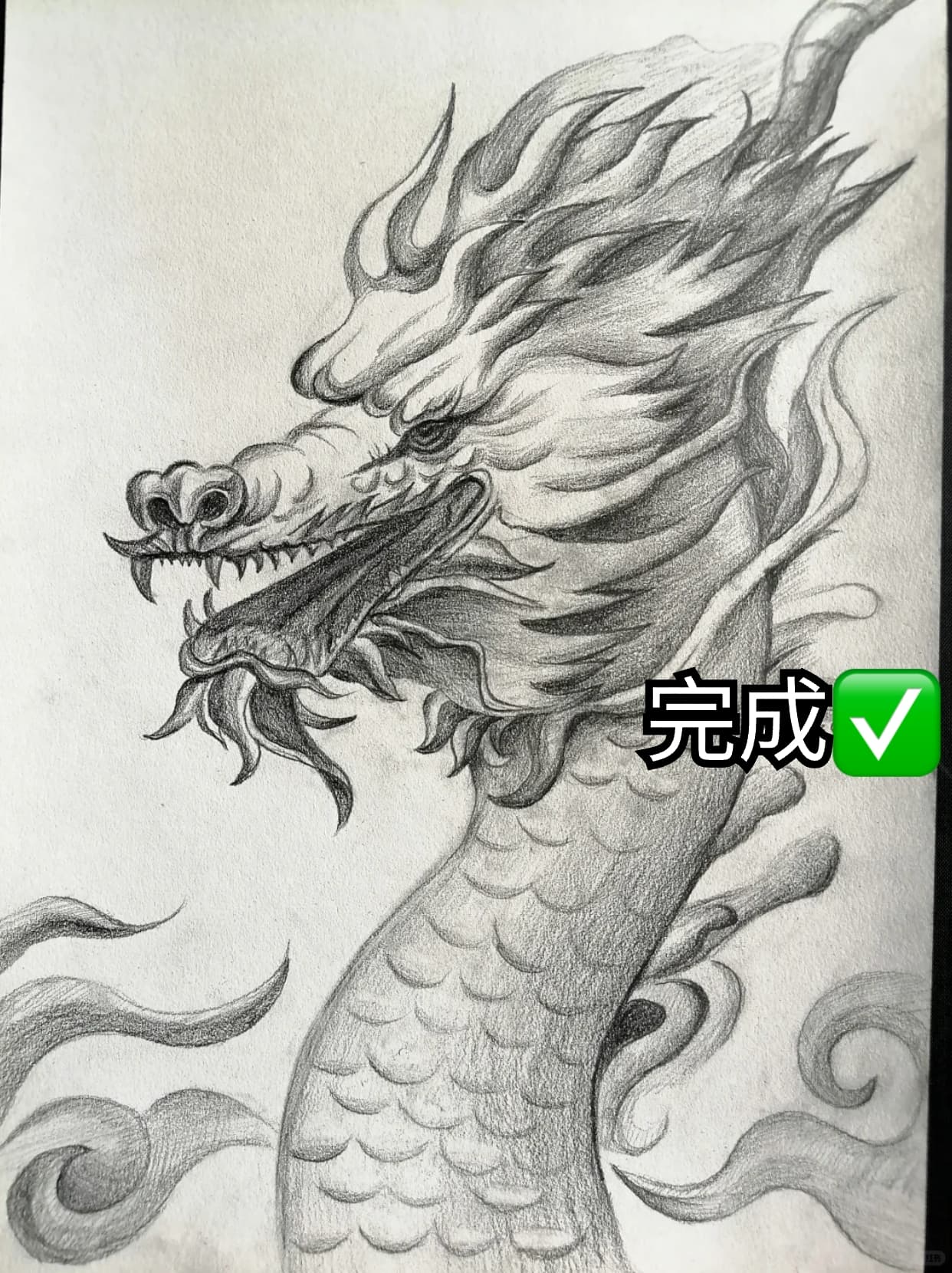 神龙怎么画霸气又帅气 素描龙的绘画步骤 ①铅笔起形,从龙头开始画