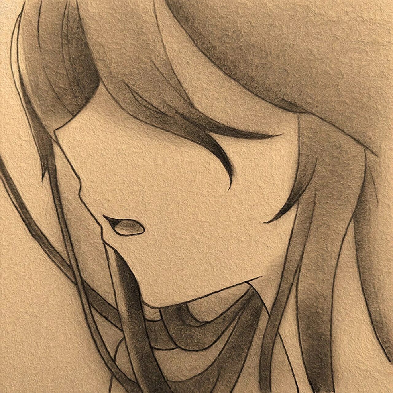 超简单侧脸绘画教程 手残党也能学,这个这个超简单,最后头发的黑色