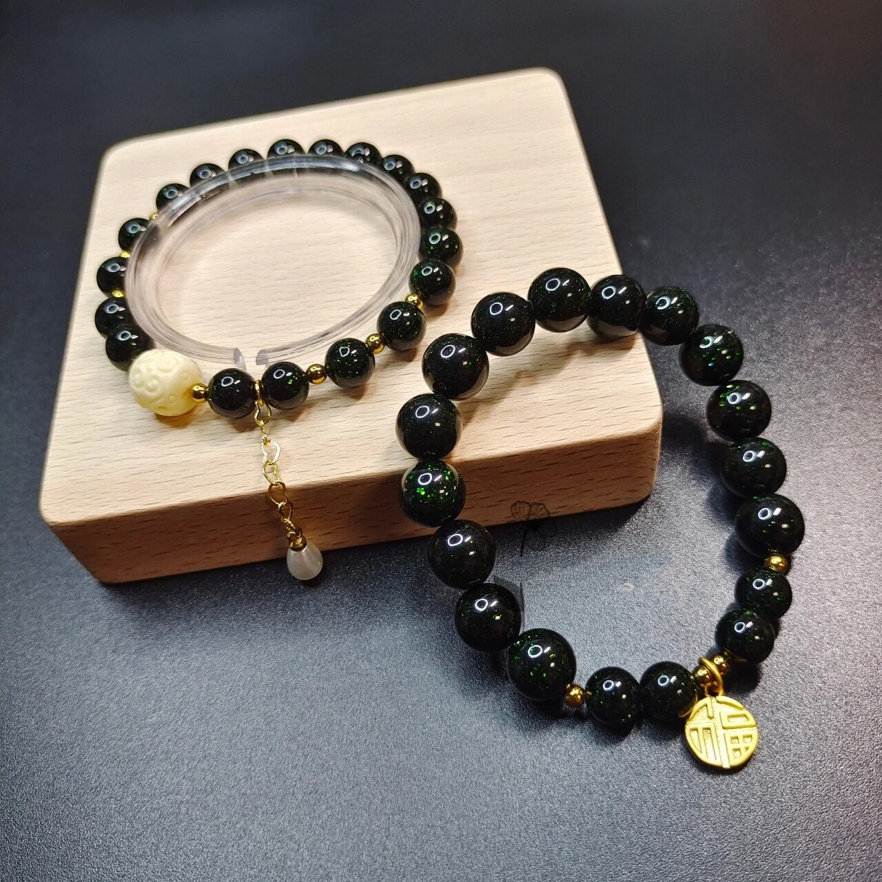 生命之光|星空绿砂石手串