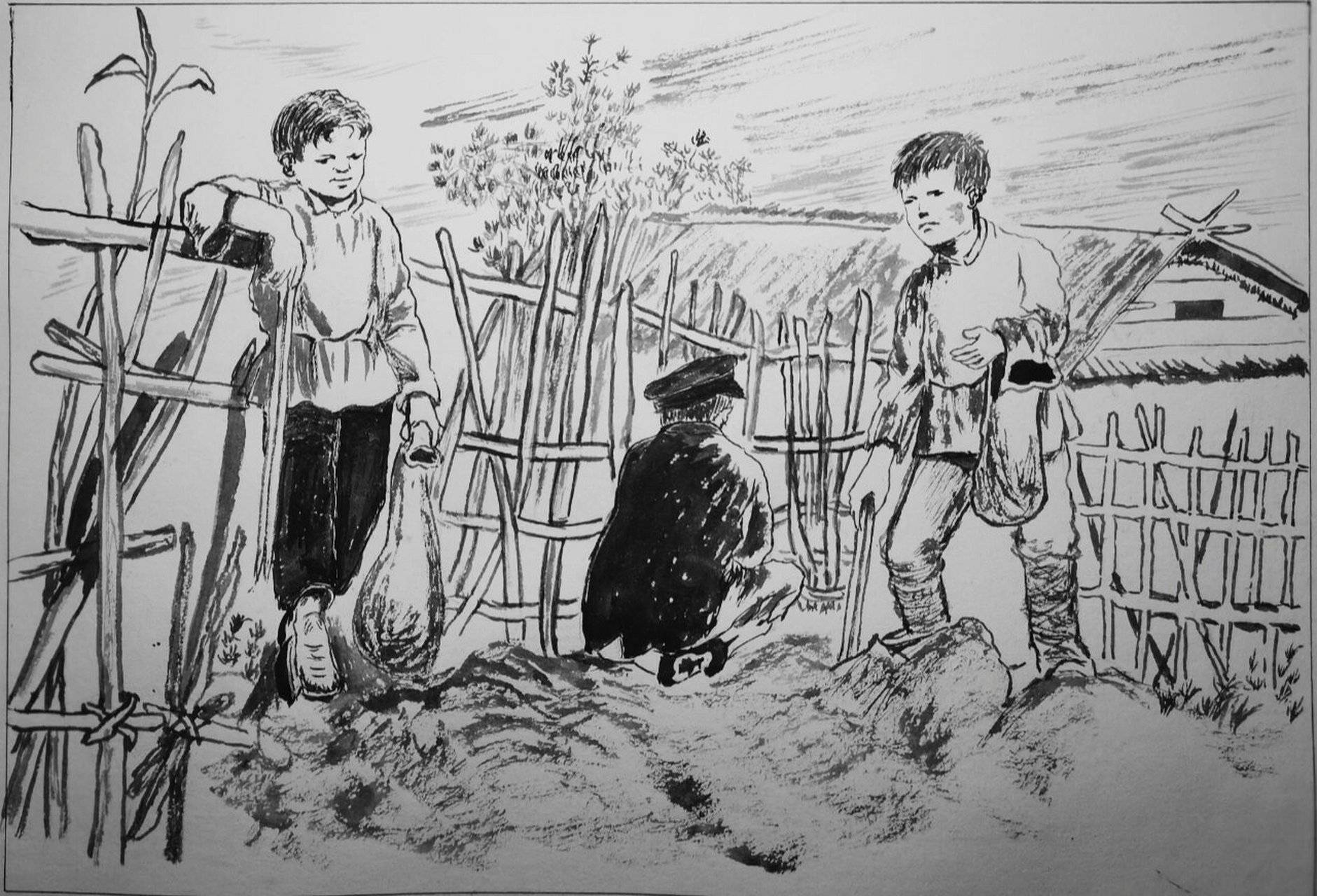 高尔基的《童年》小人书插画 90 高尔基心里很难受,现在只有他和楚尔