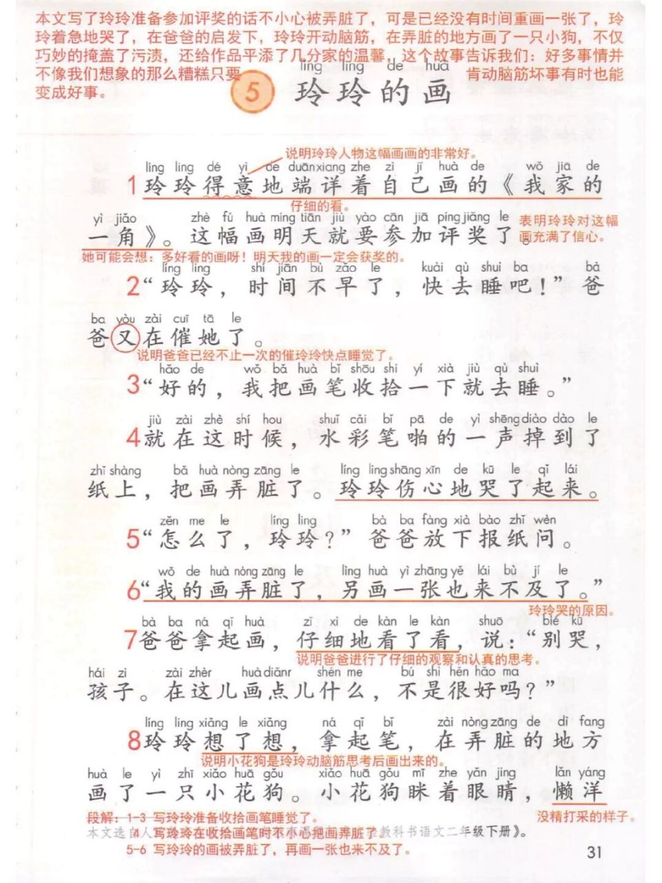 二上第5课《玲玲的画》课堂笔记 #小学语文课堂笔记# #小学语文怎么学